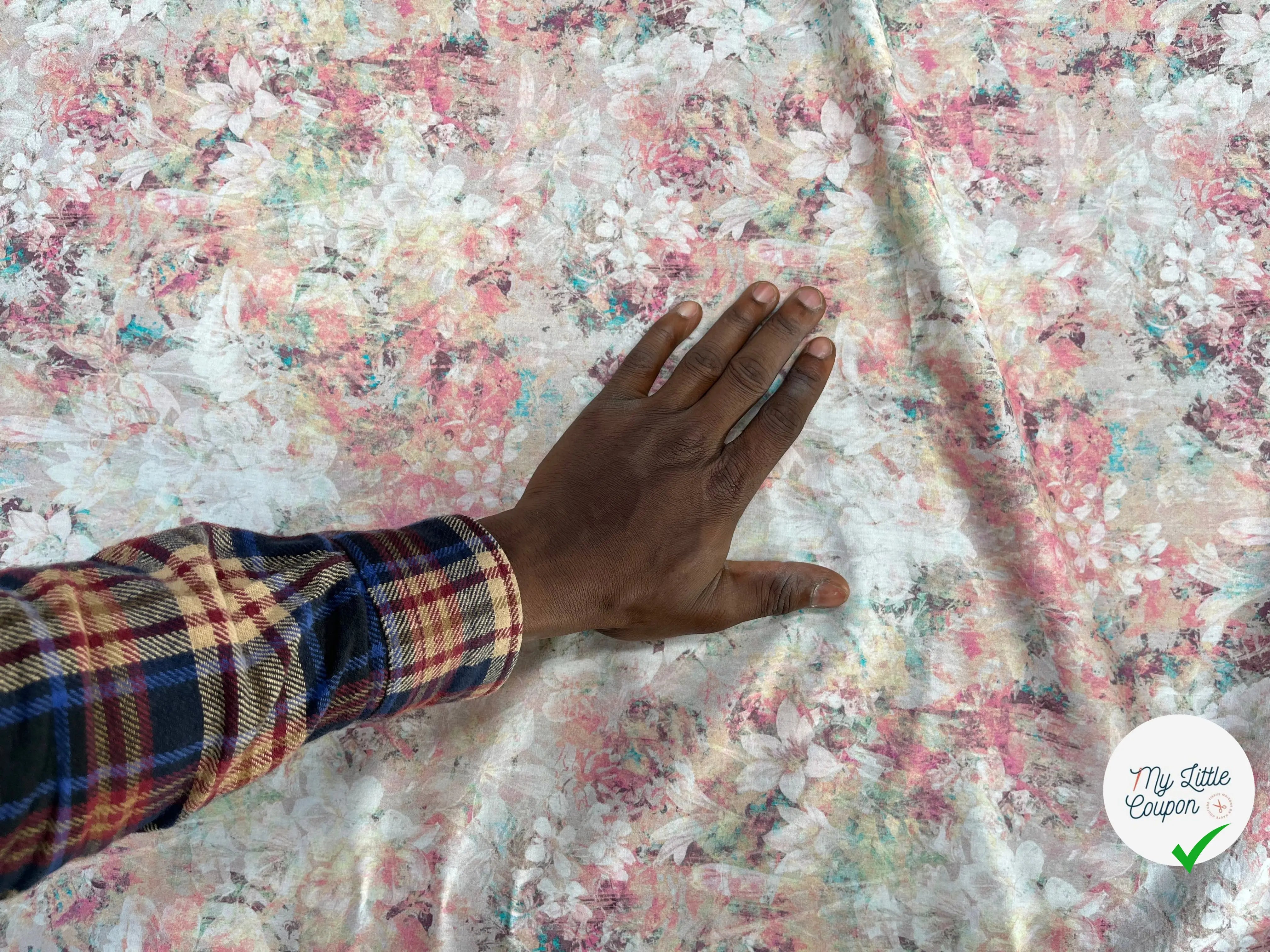 POPELINE DE COTON TIE & DYE ROSE - My Little Coupon