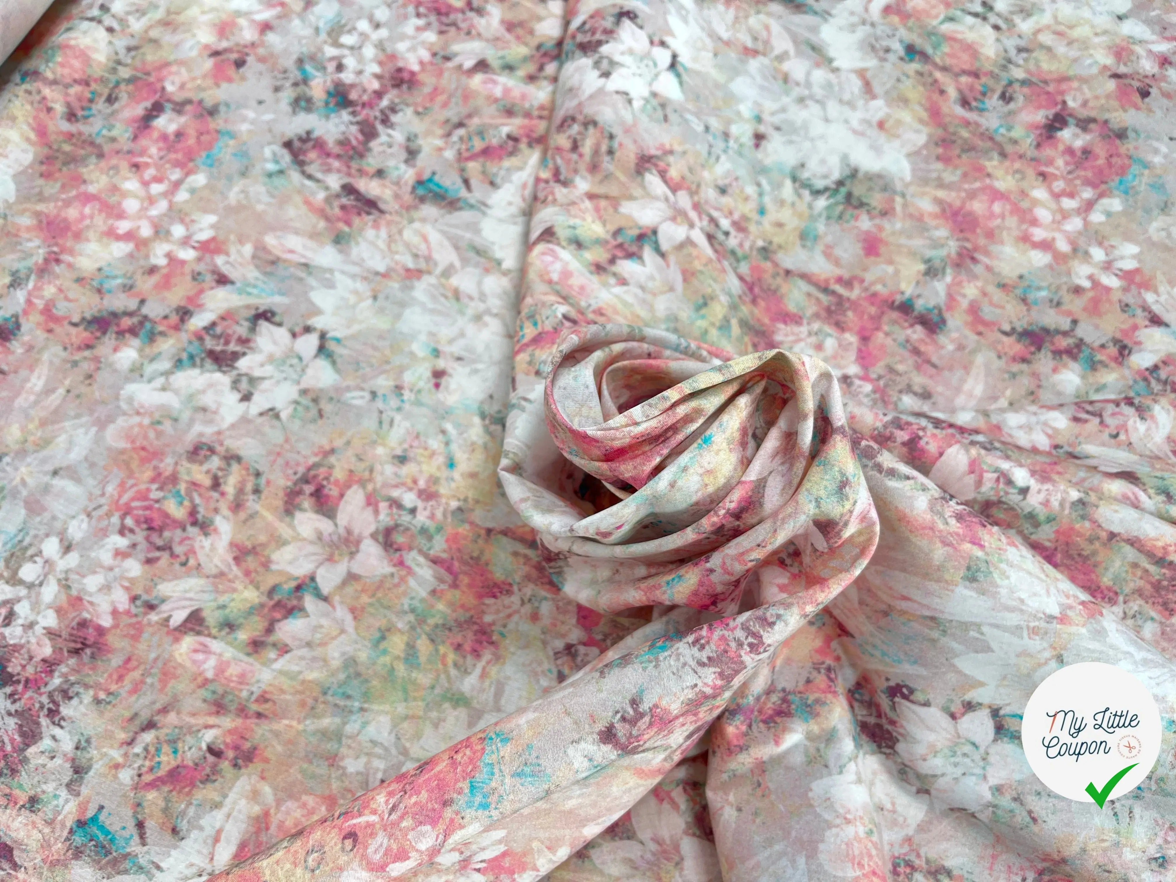 POPELINE DE COTON TIE & DYE ROSE - My Little Coupon
