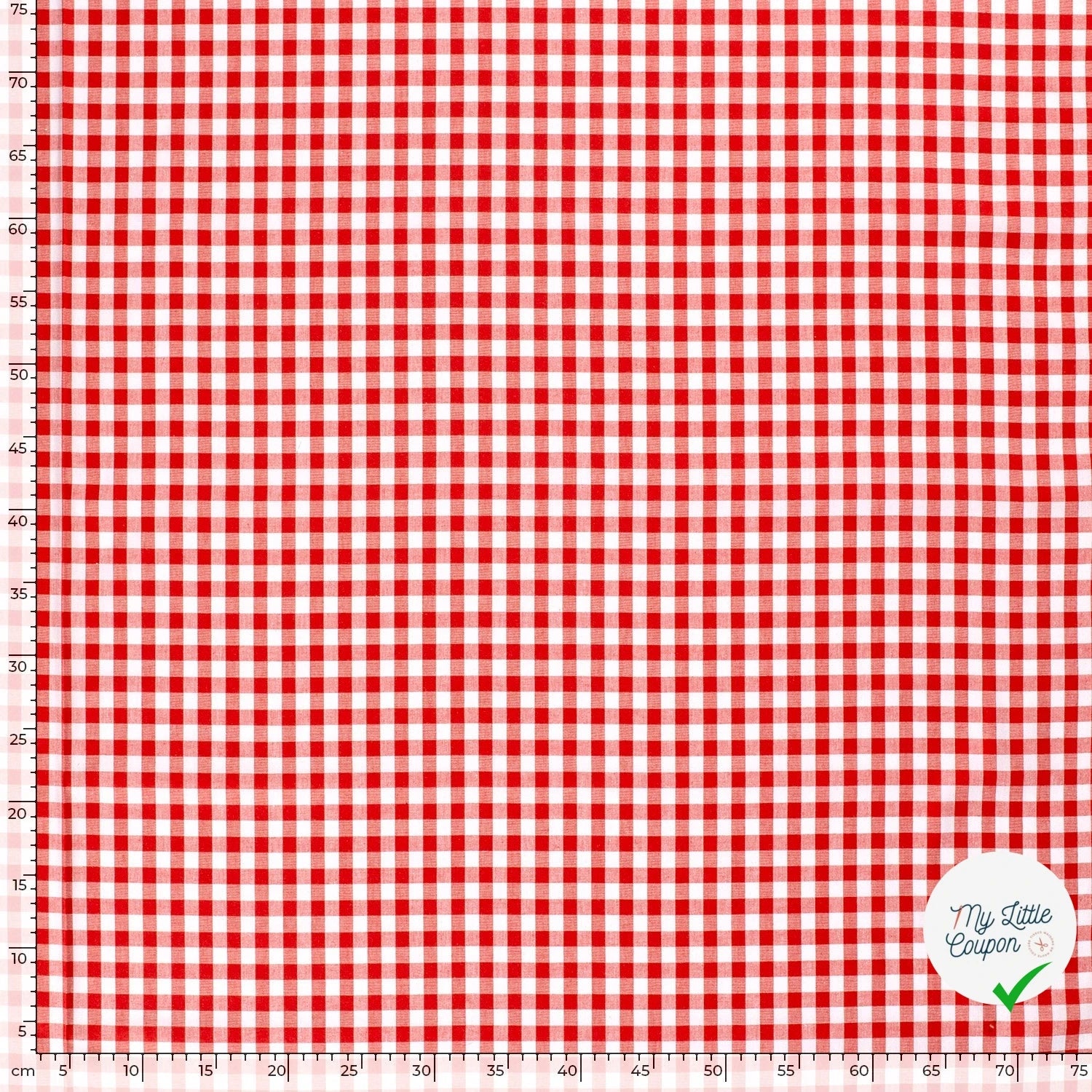 POPELINE DE COTON TISSU FIL TEINT CARREAUX ROUGE - My Little Coupon