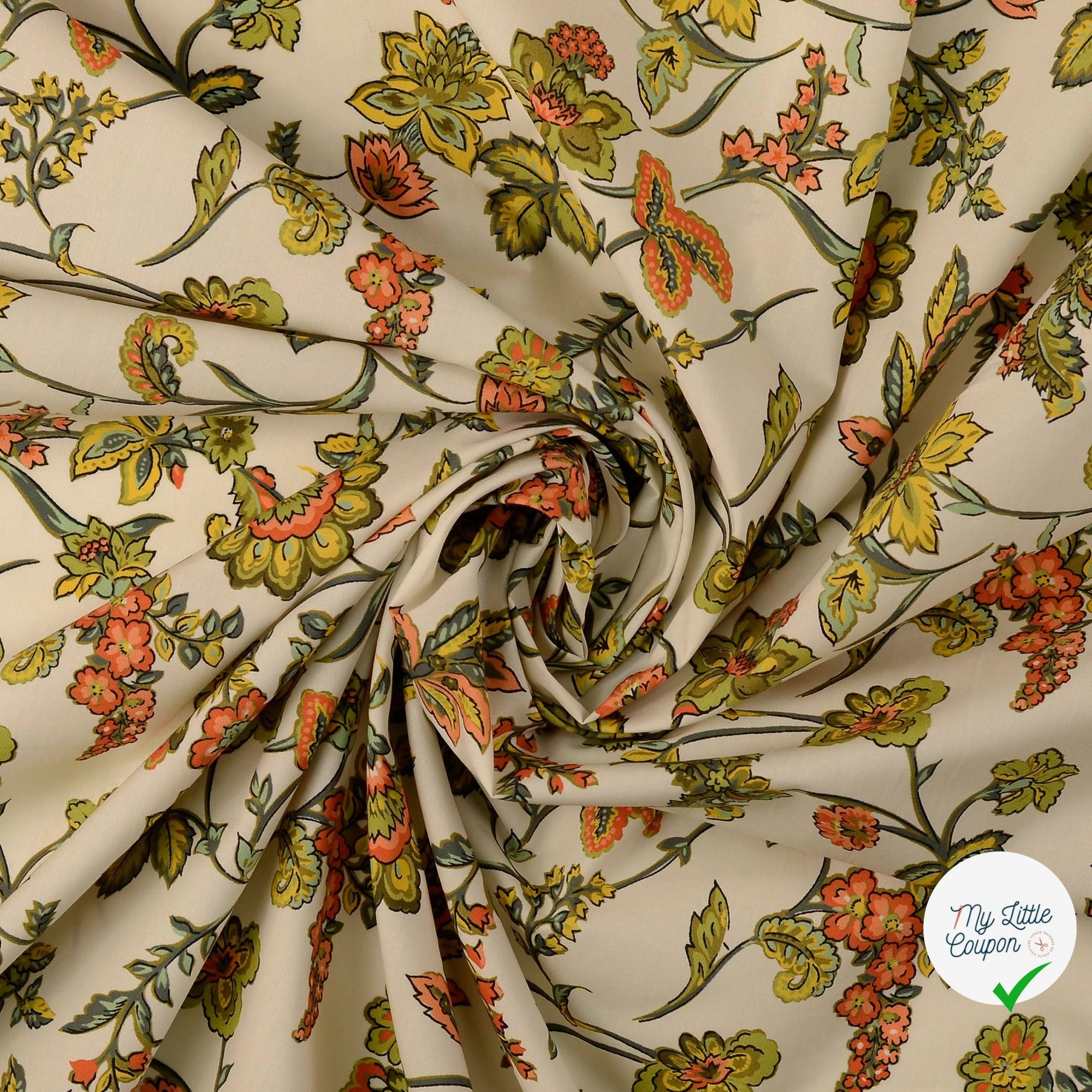 POPELINE DE COTON TISSU IMPRIMÉ NUMÉRIQUE PAISLEY MULTICOLORE 2 - My Little Coupon