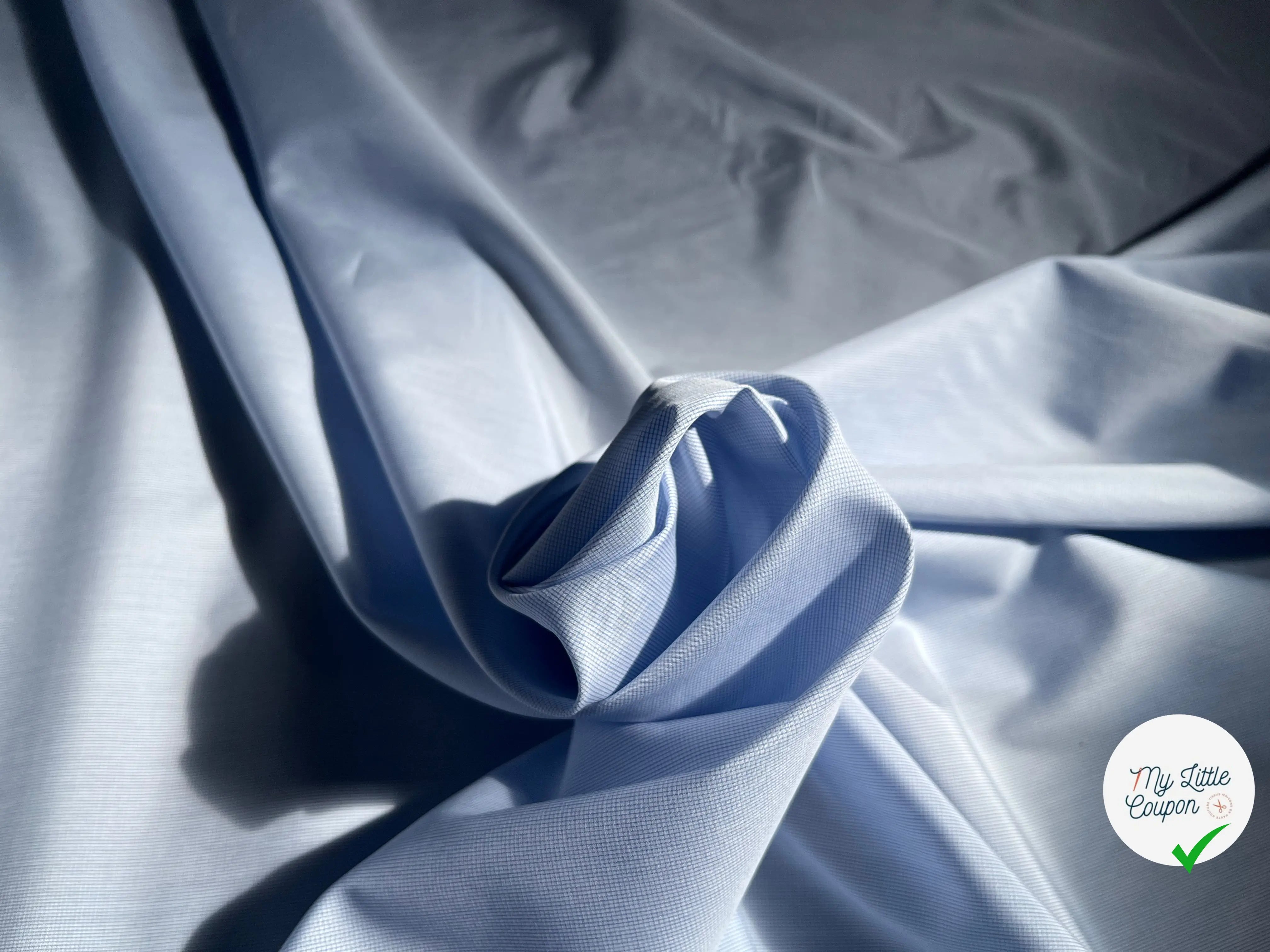 POPELINE DE COTON TOUT PETIT CARREAUX BLANC BLEU - My Little Coupon