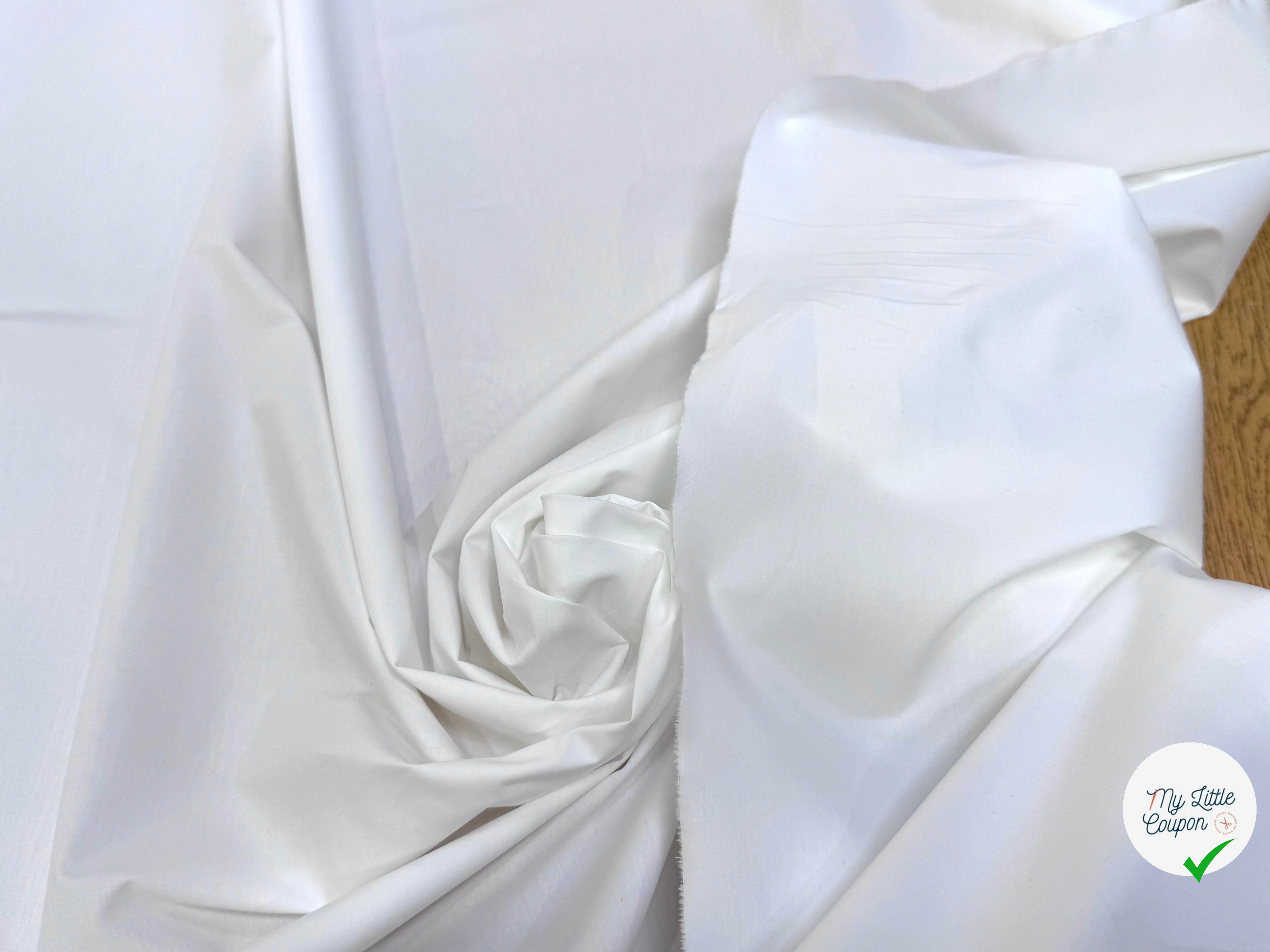 POPELINE DE COTON ULTRA CHIC BLANC ÉFFET CRAQUANT STRETCH - My Little Coupon