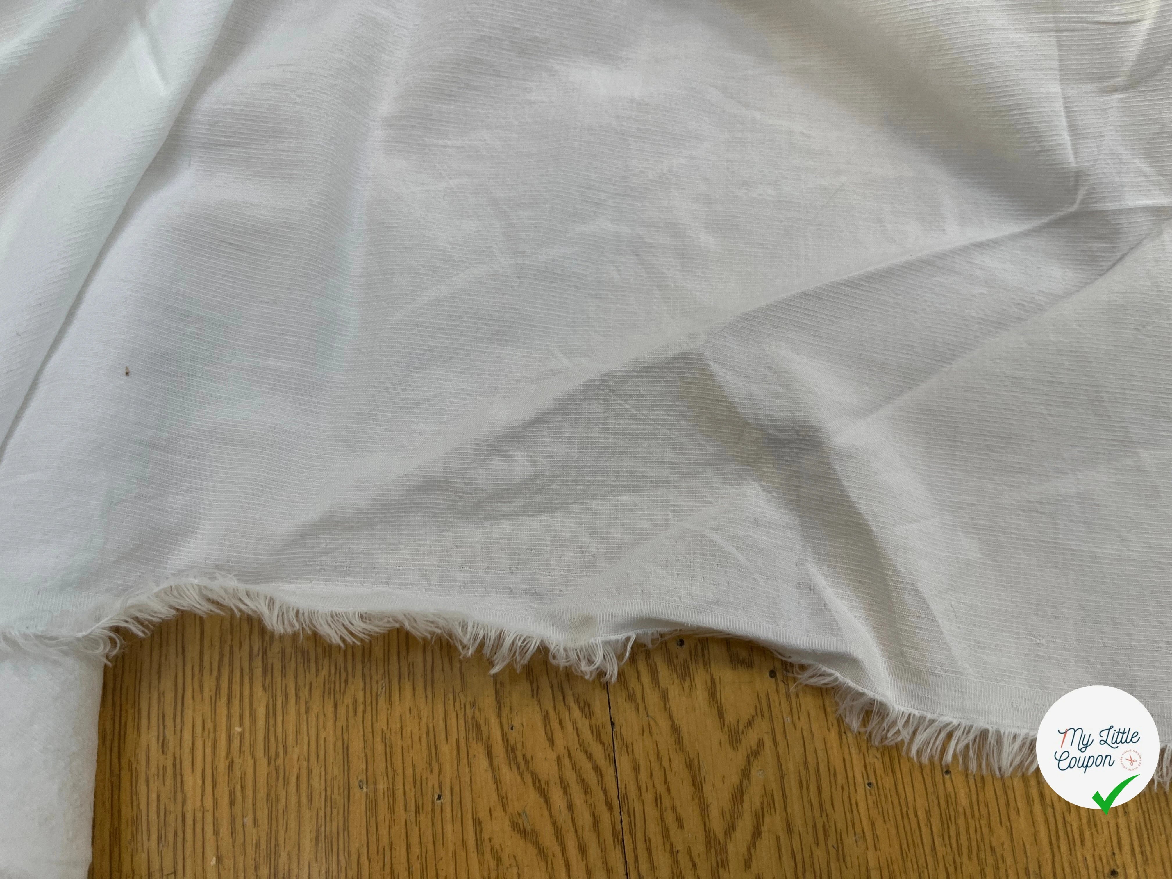 POPELINE DE COTON UNI BLANC FINE RAYURES - My Little Coupon