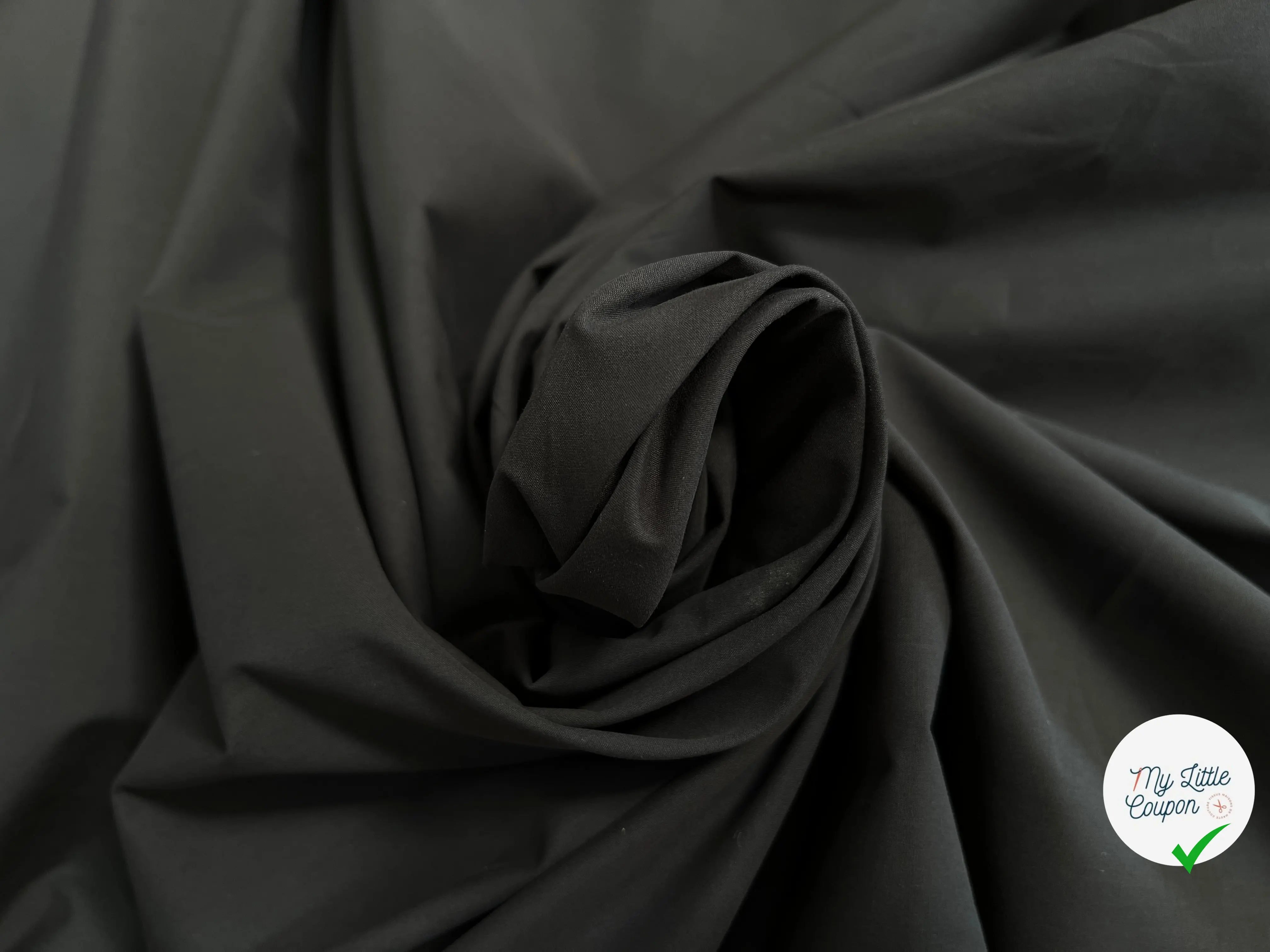 POPELINE DE COTON UNI NOIR - My Little Coupon