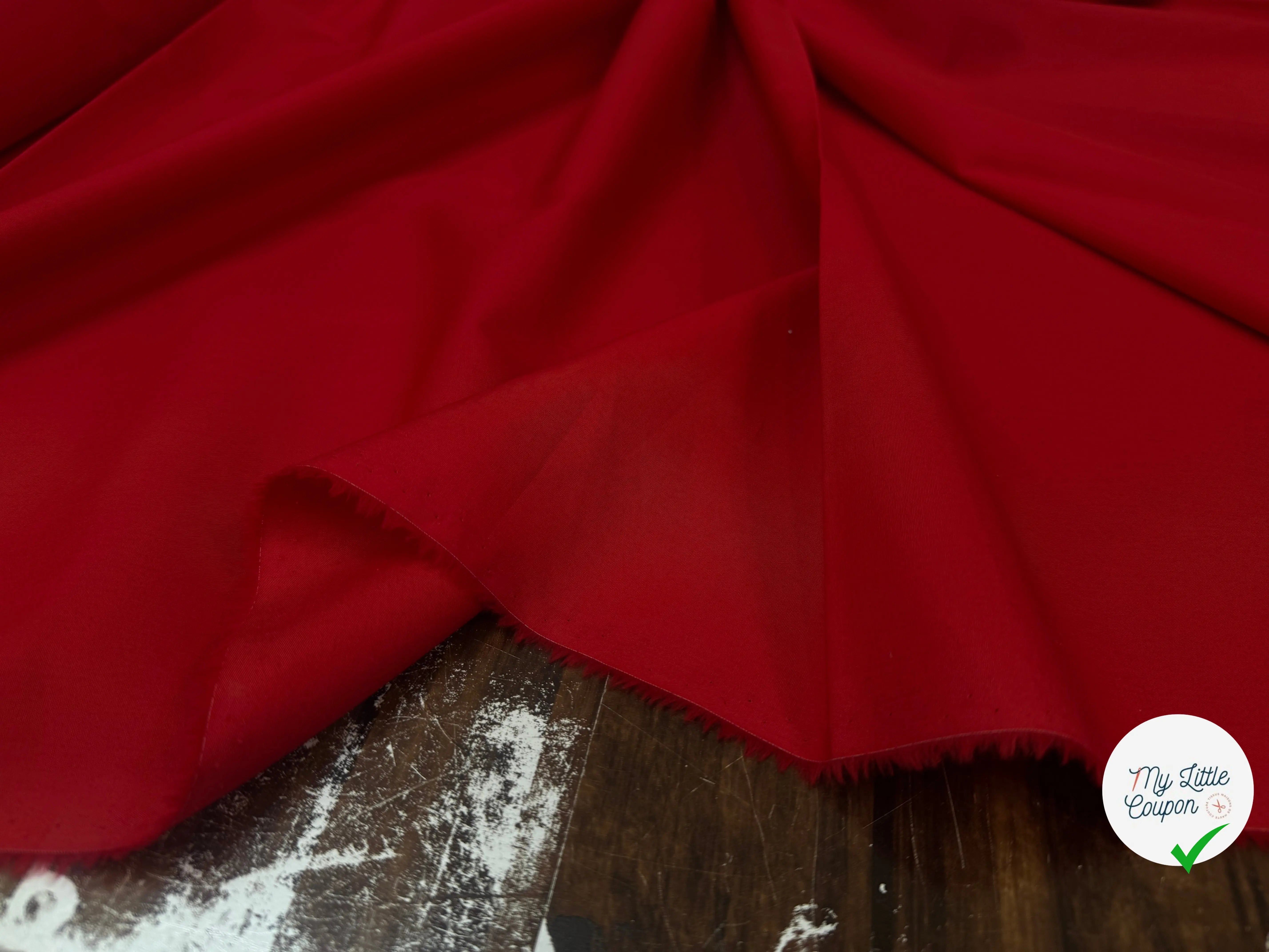 POPELINE DE COTON UNI ROUGE - My Little Coupon