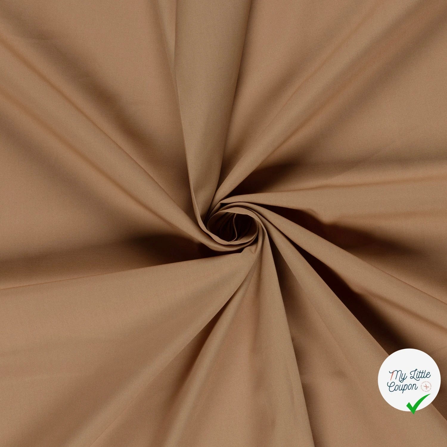 POPELINE DE COTON UNICOLORE CAMEL - My Little Coupon