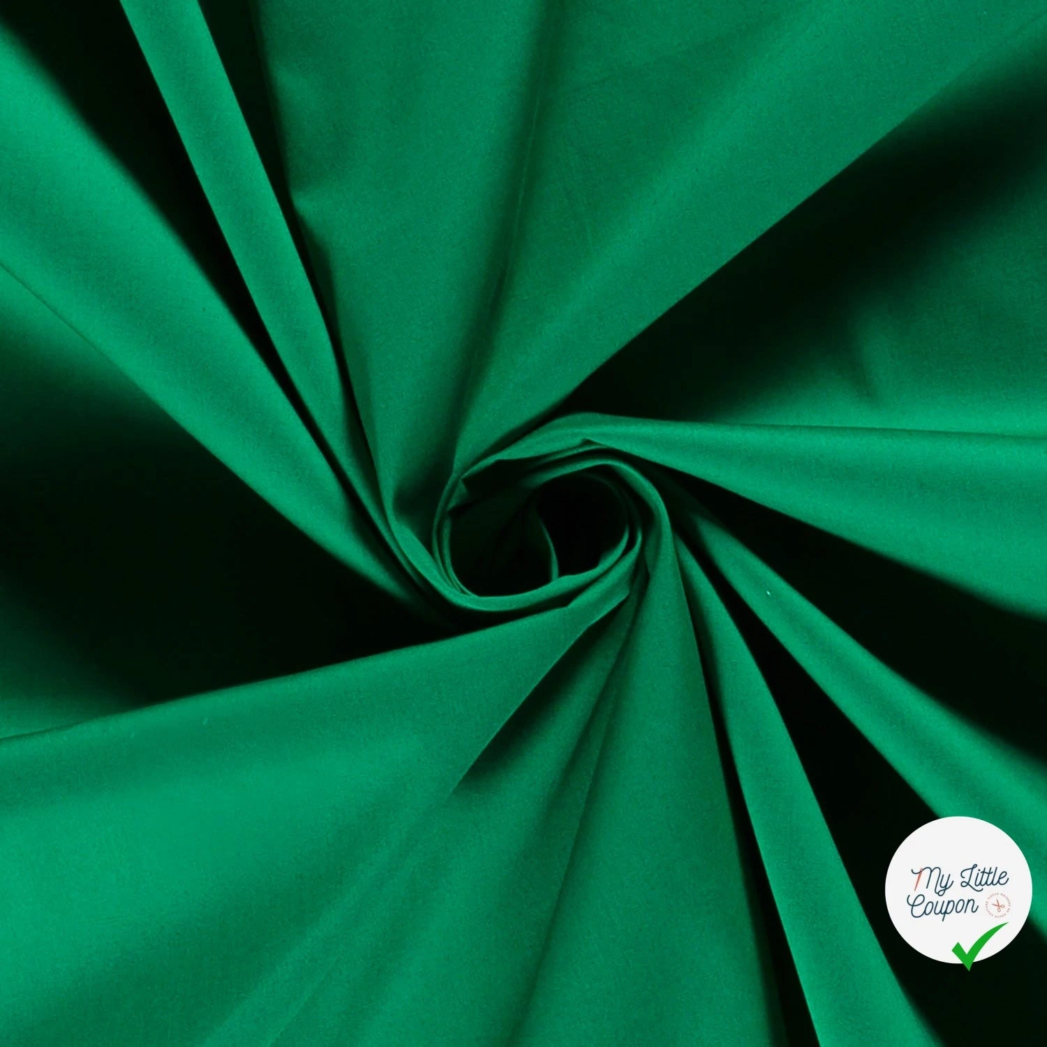 POPELINE DE COTON UNICOLORE VERT FORET - My Little Coupon