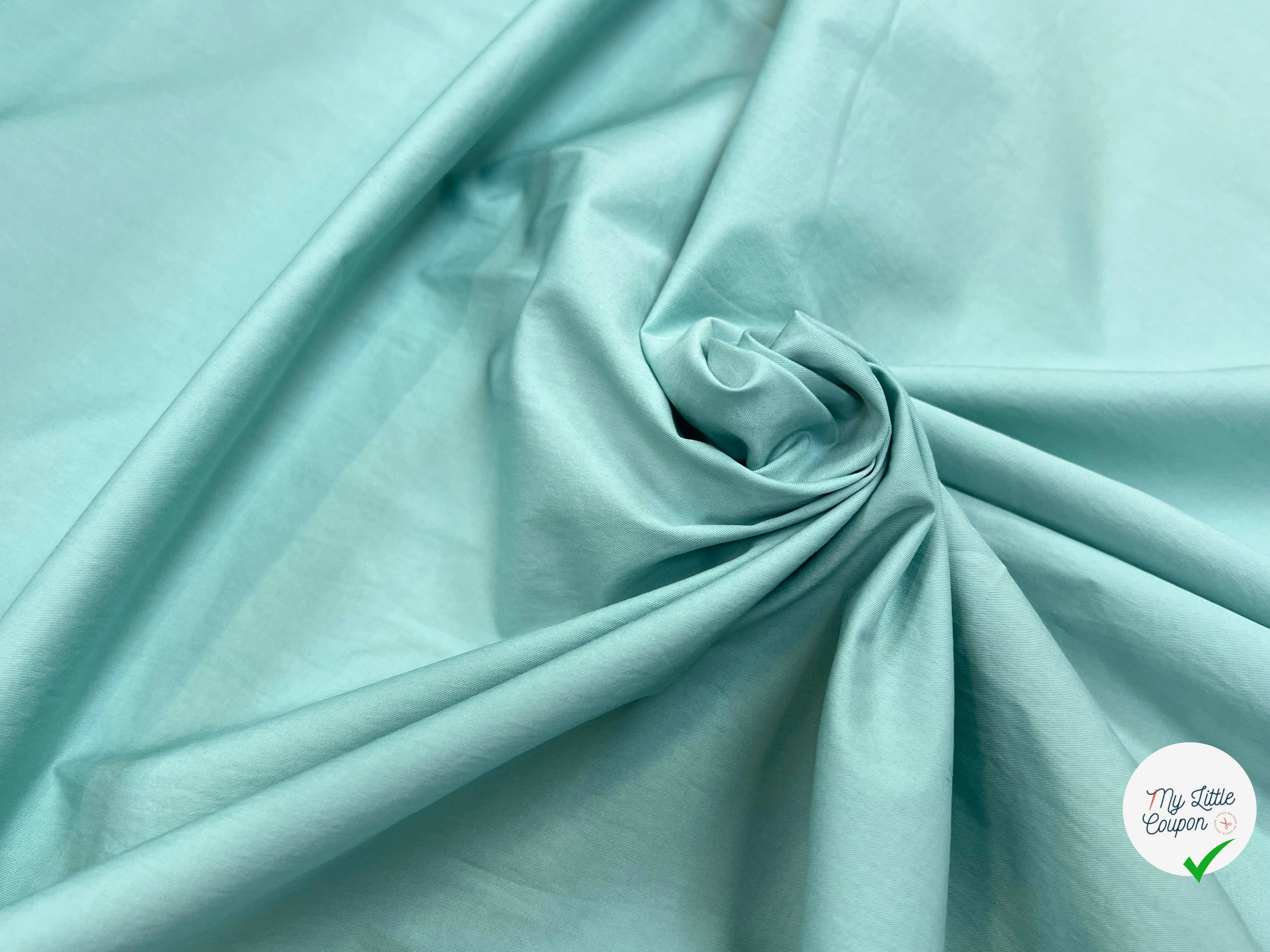 POPELINE DE COTON VERT D'EAU 145CM - My Little Coupon
