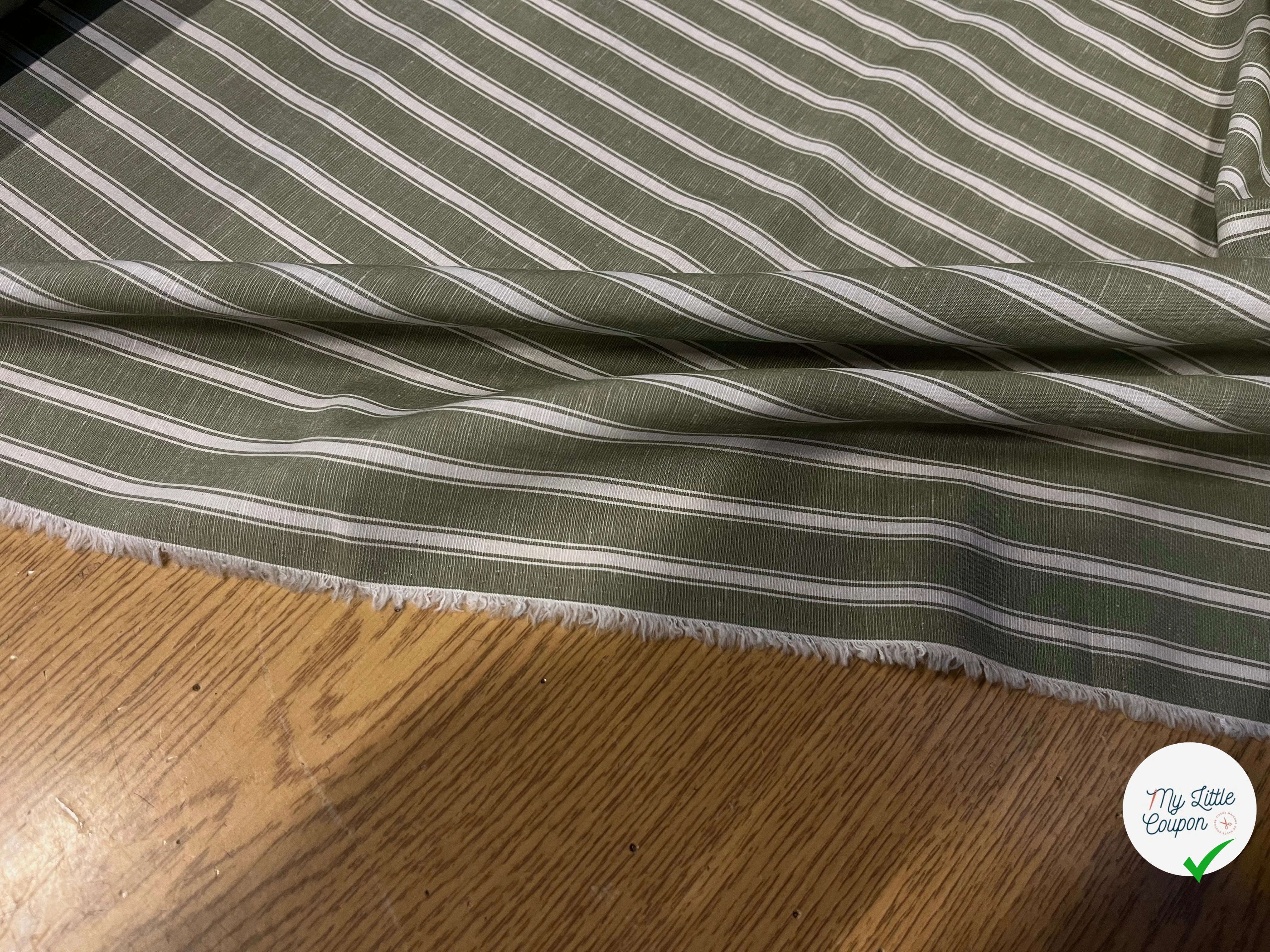 GREEN COTTON POPLIN WITH WHITE STRIPES PARALLEL TO THE HEM - My Little Coupon