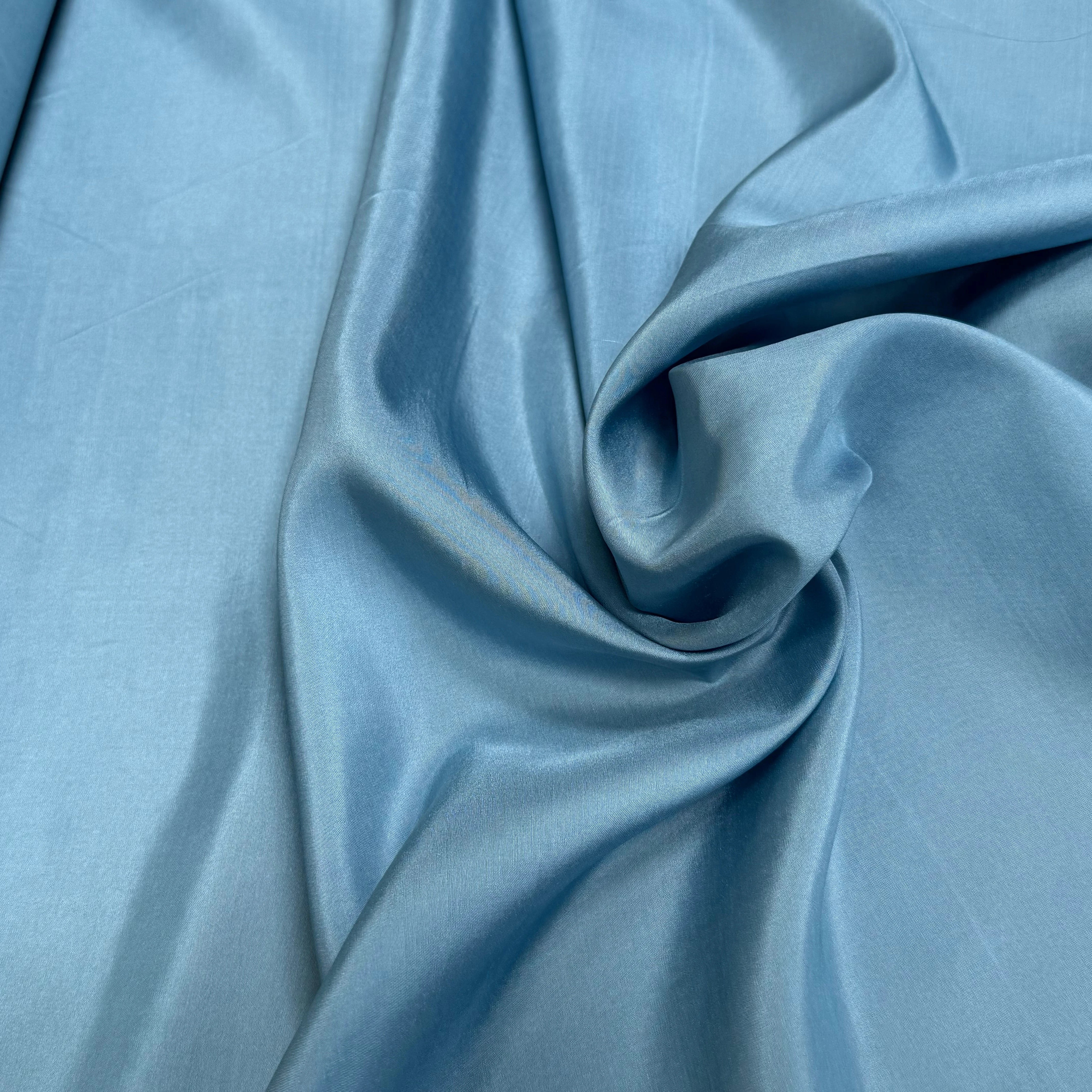 POPELINE DE SOIE ICE BLUE FLUIE 100% SOIE - My Little Coupon