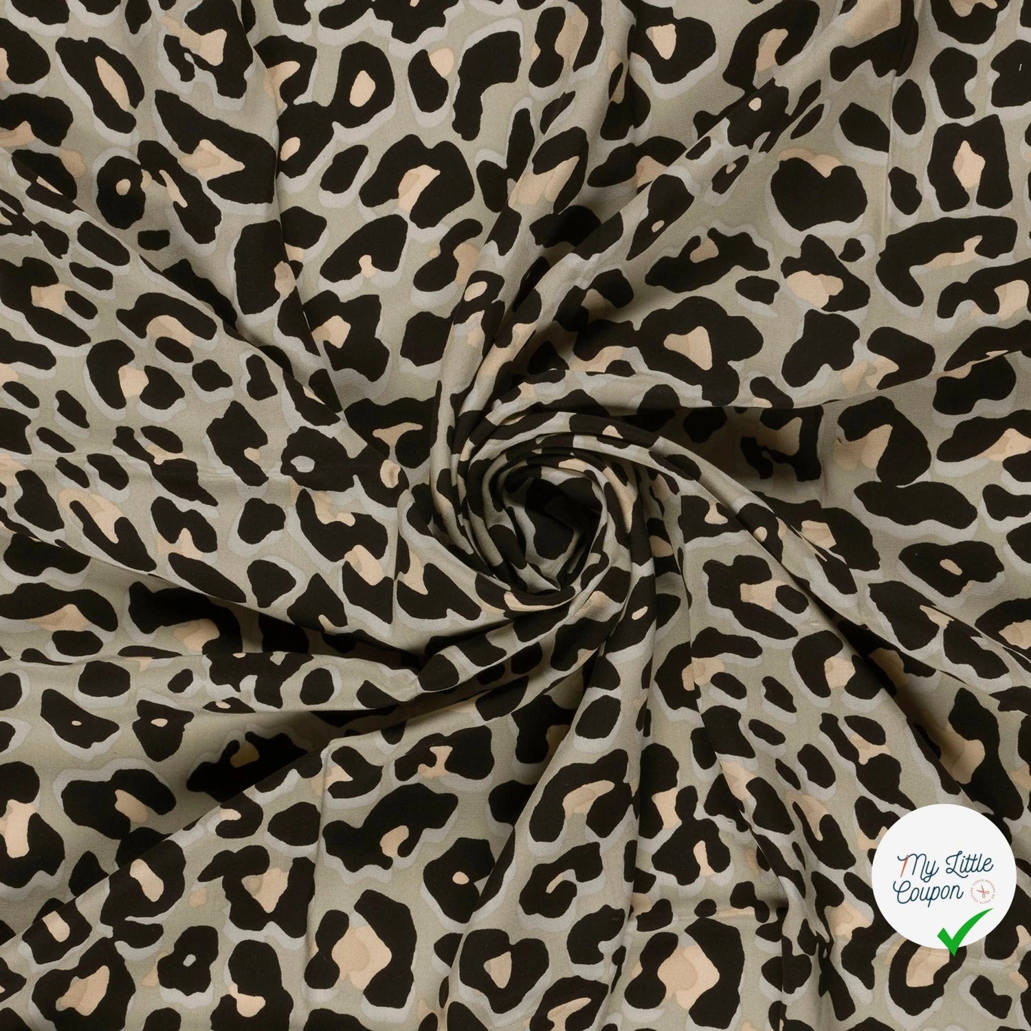 POPELINE DE VISCOSE FLEURS BEIGE - My Little Coupon