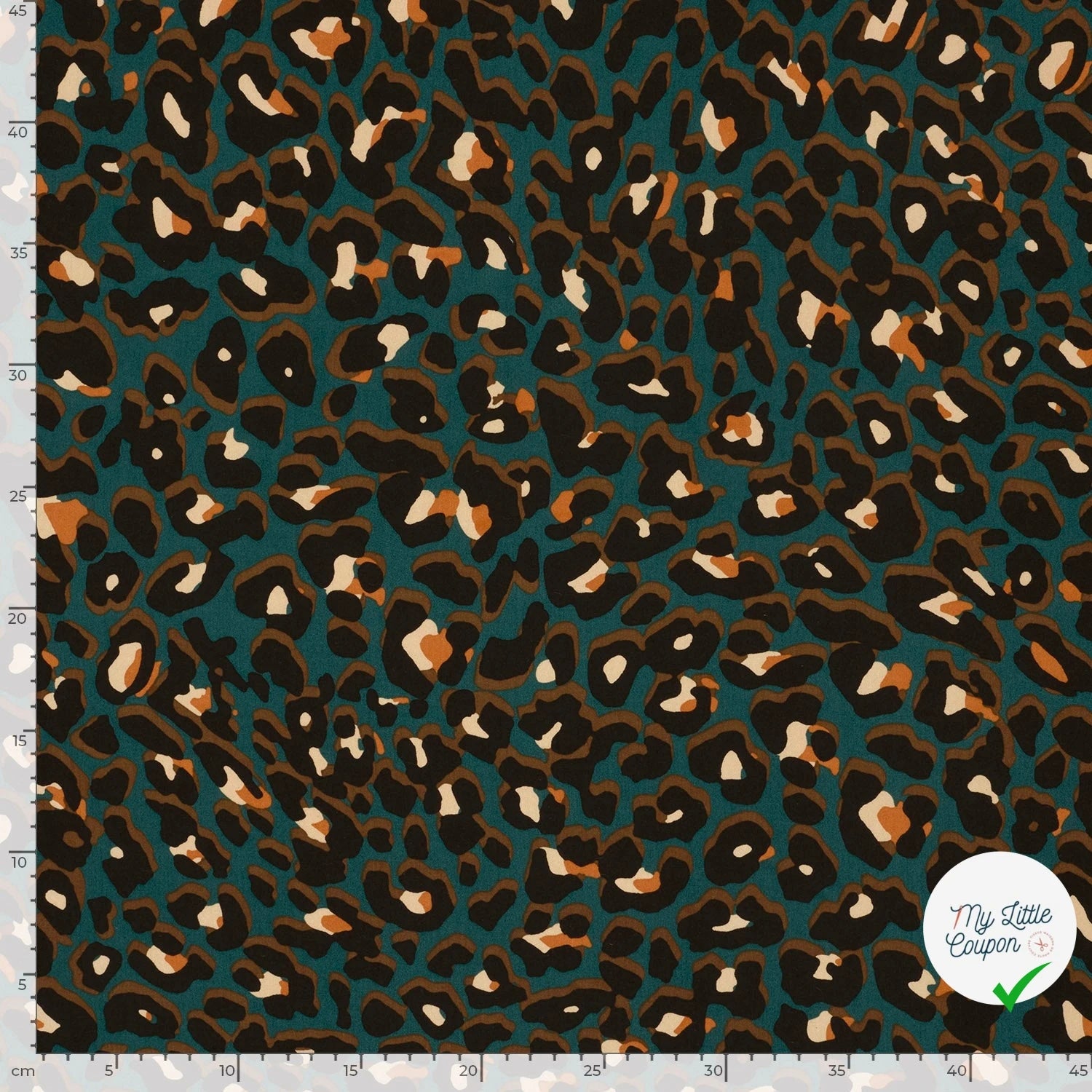 POPELINE DE VISCOSE FLEURS BLEU CANARD - My Little Coupon