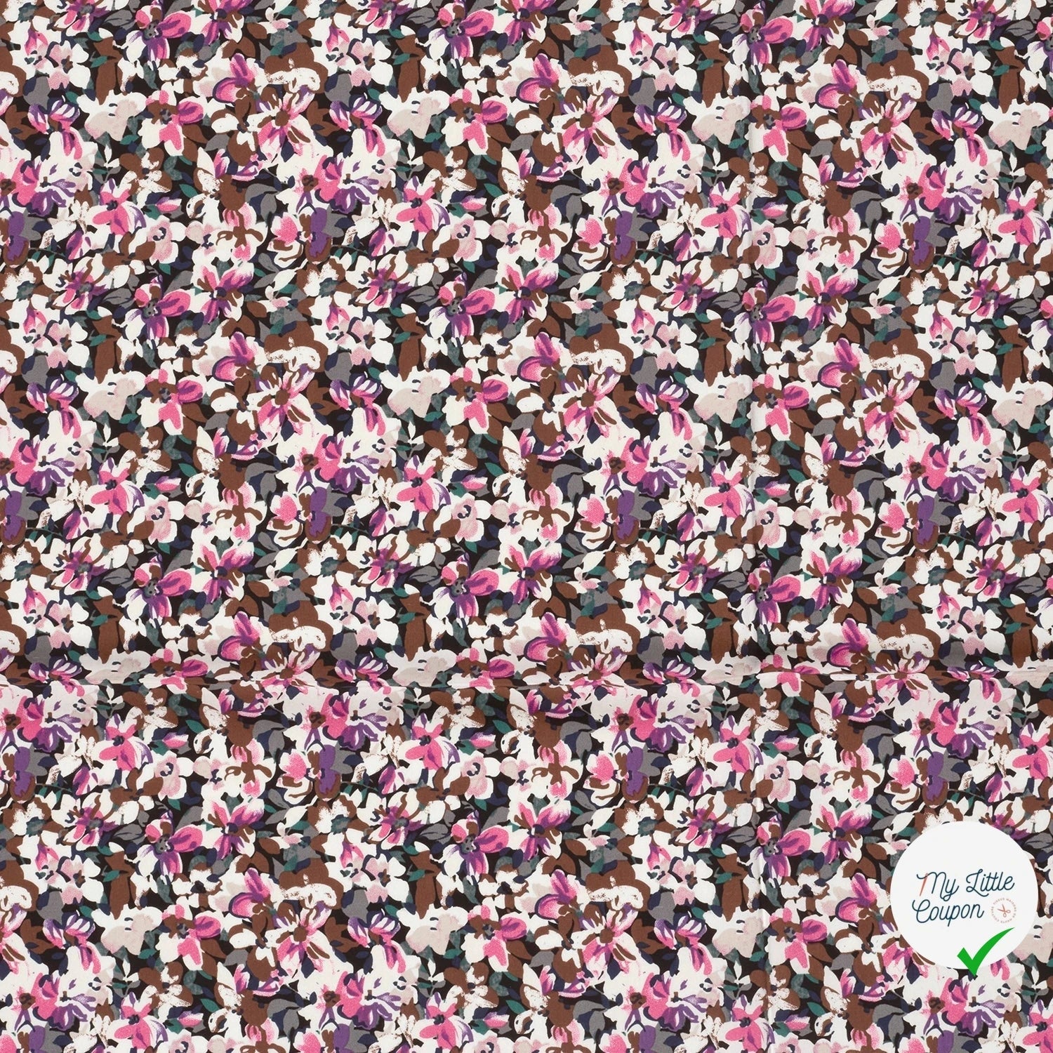 Popeline de viscose fleurs fuchsia