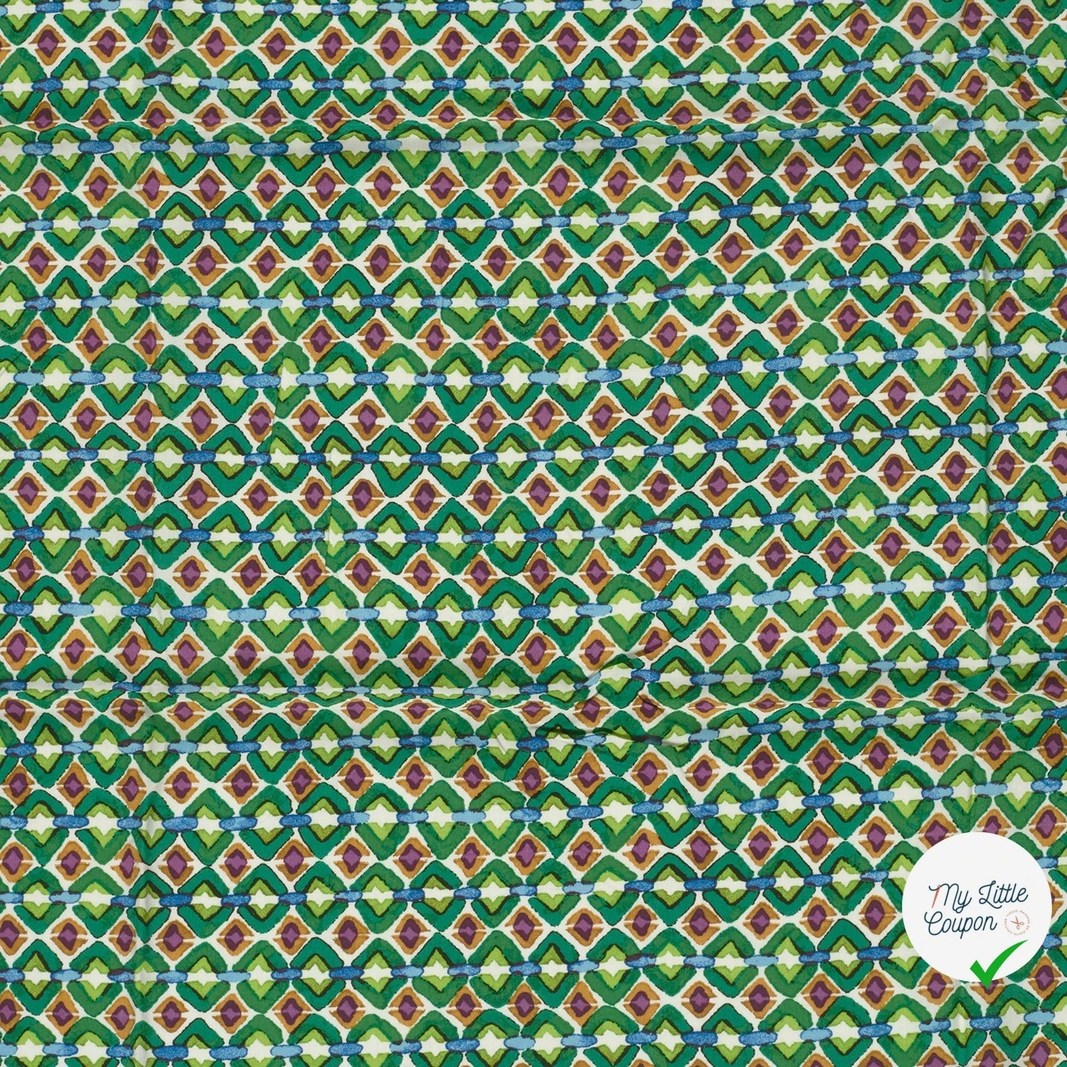 POPELINE DE VISCOSE IMPRIMÉ ABSTRAIT VERT - My Little Coupon
