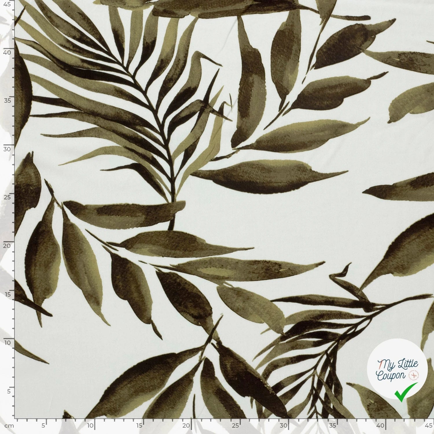 POPELINE DE VISCOSE TISSU IMPRIMÉ FEUILLES VERT KAKI - My Little Coupon