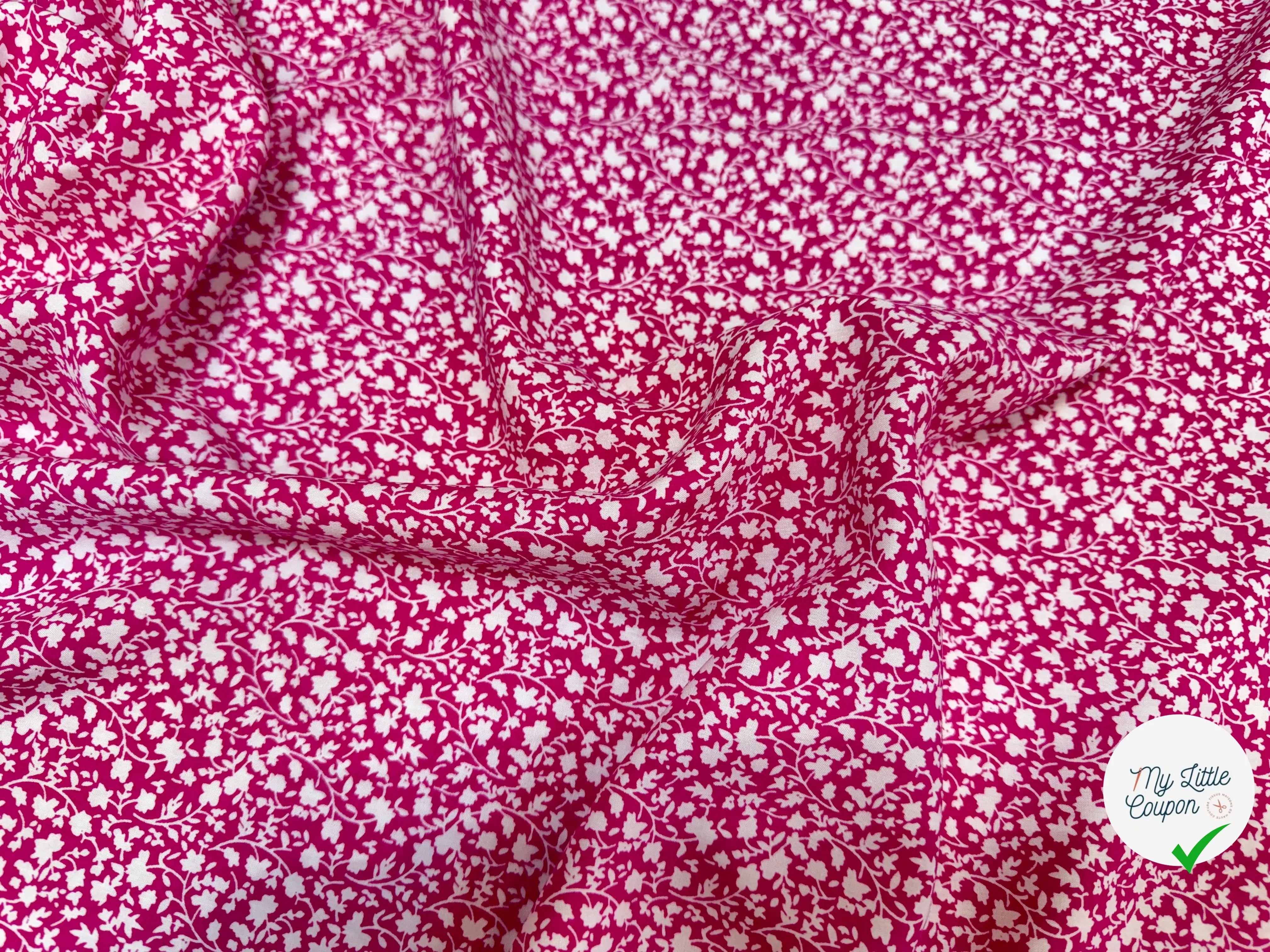 POPELINE DE VISCOSE TISSU IMPRIMÉ FLEURS FUCHSIA - My Little Coupon
