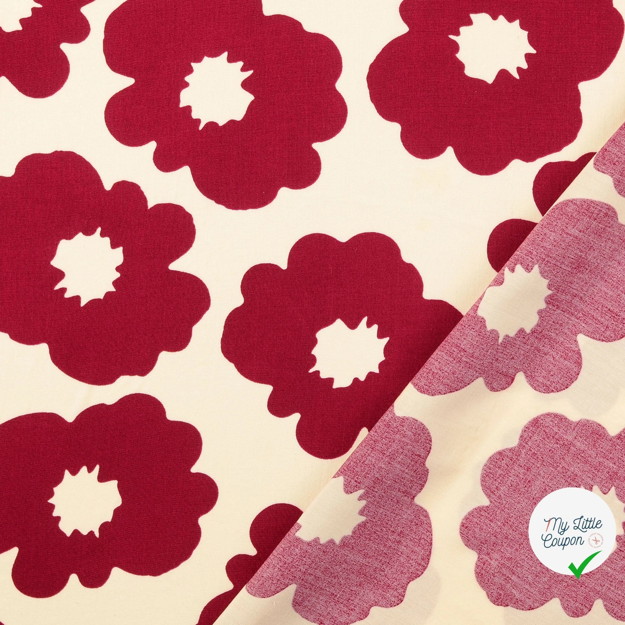 POPELINE DE VISCOSE UNICOLORE BORDEAUX - My Little Coupon