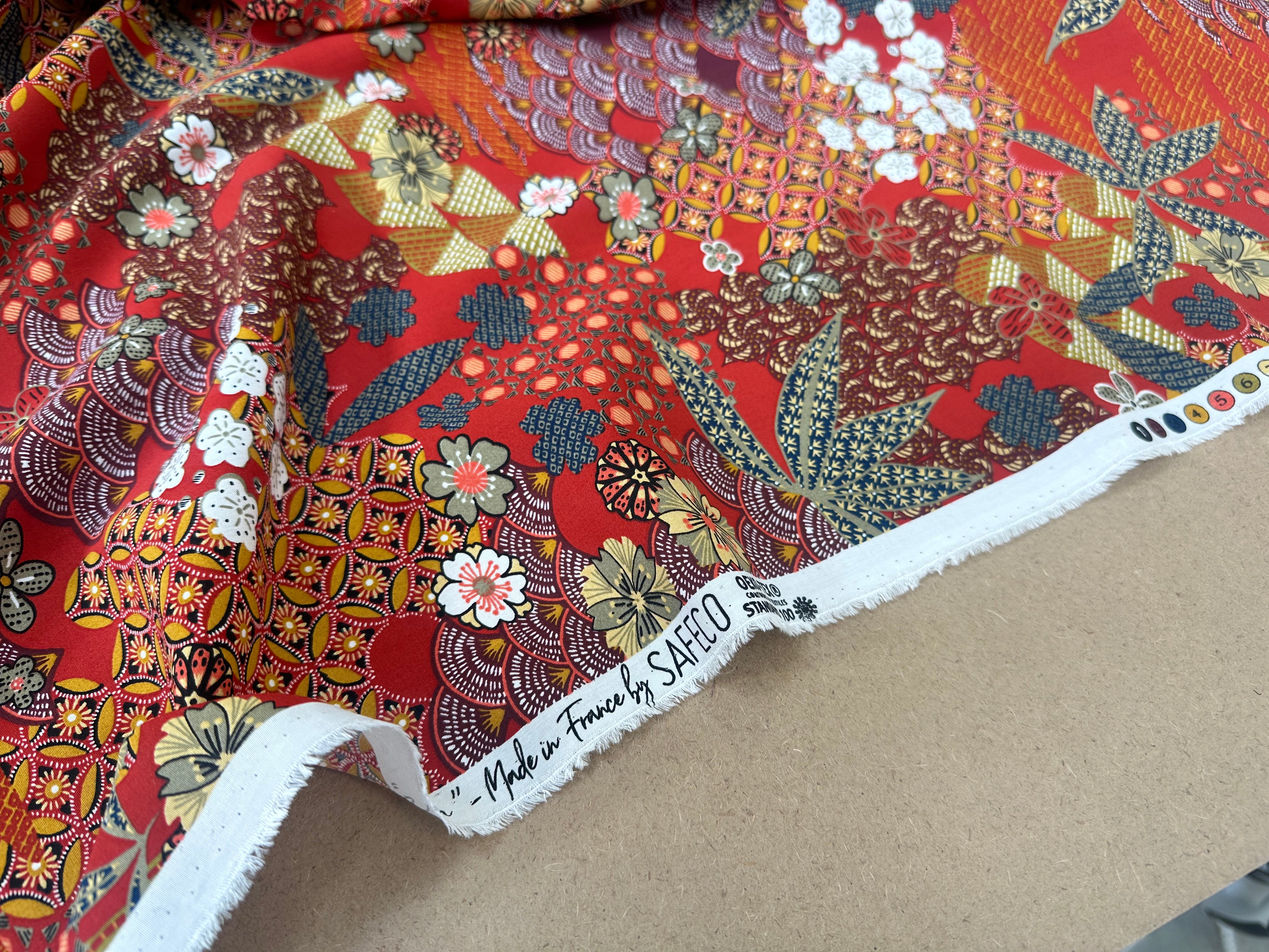 POPELINE DE VISCOSE YIN ROUGE OEKO-TEX - My Little Coupon