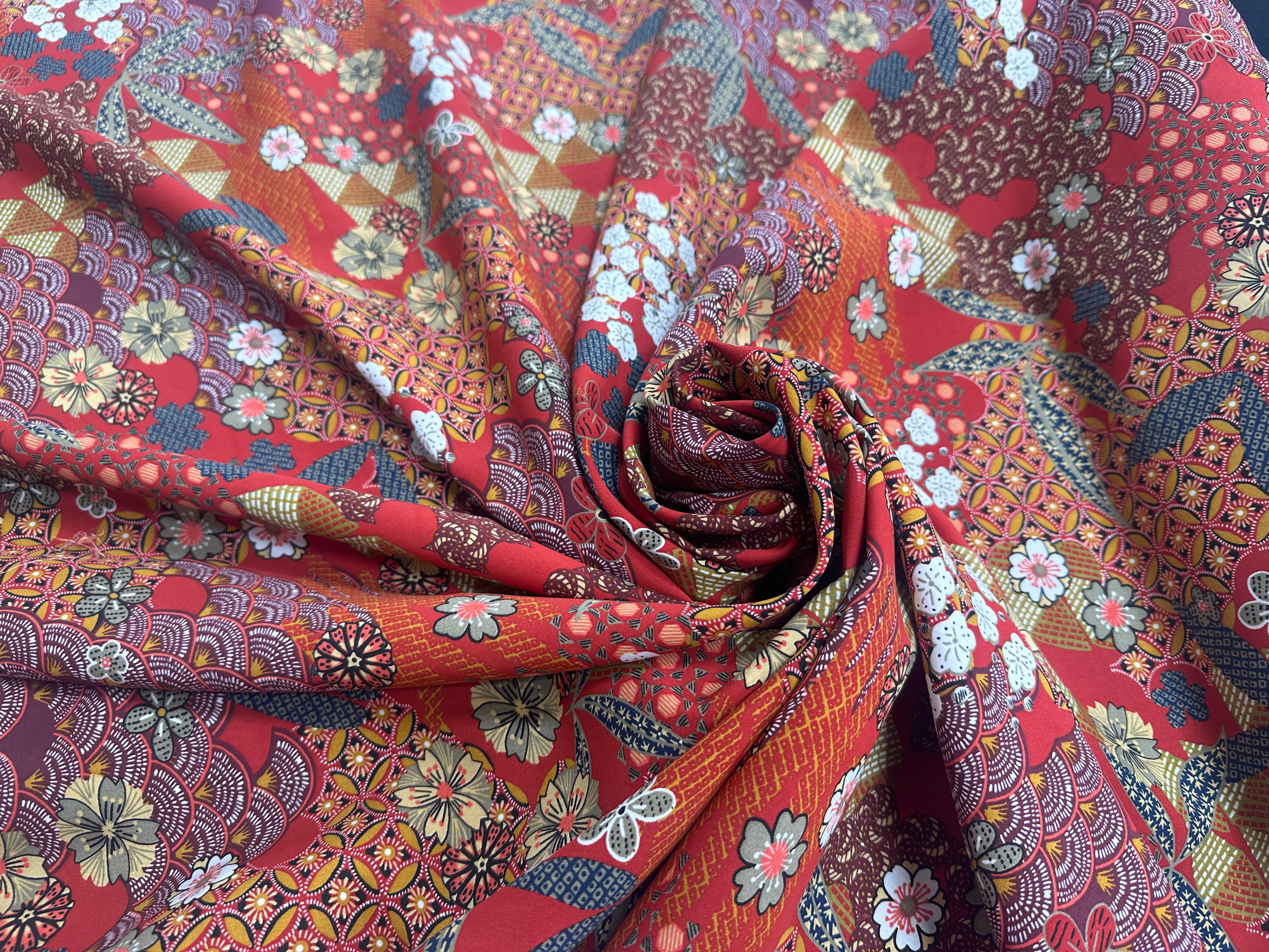 POPELINE DE VISCOSE YIN ROUGE OEKO-TEX - My Little Coupon