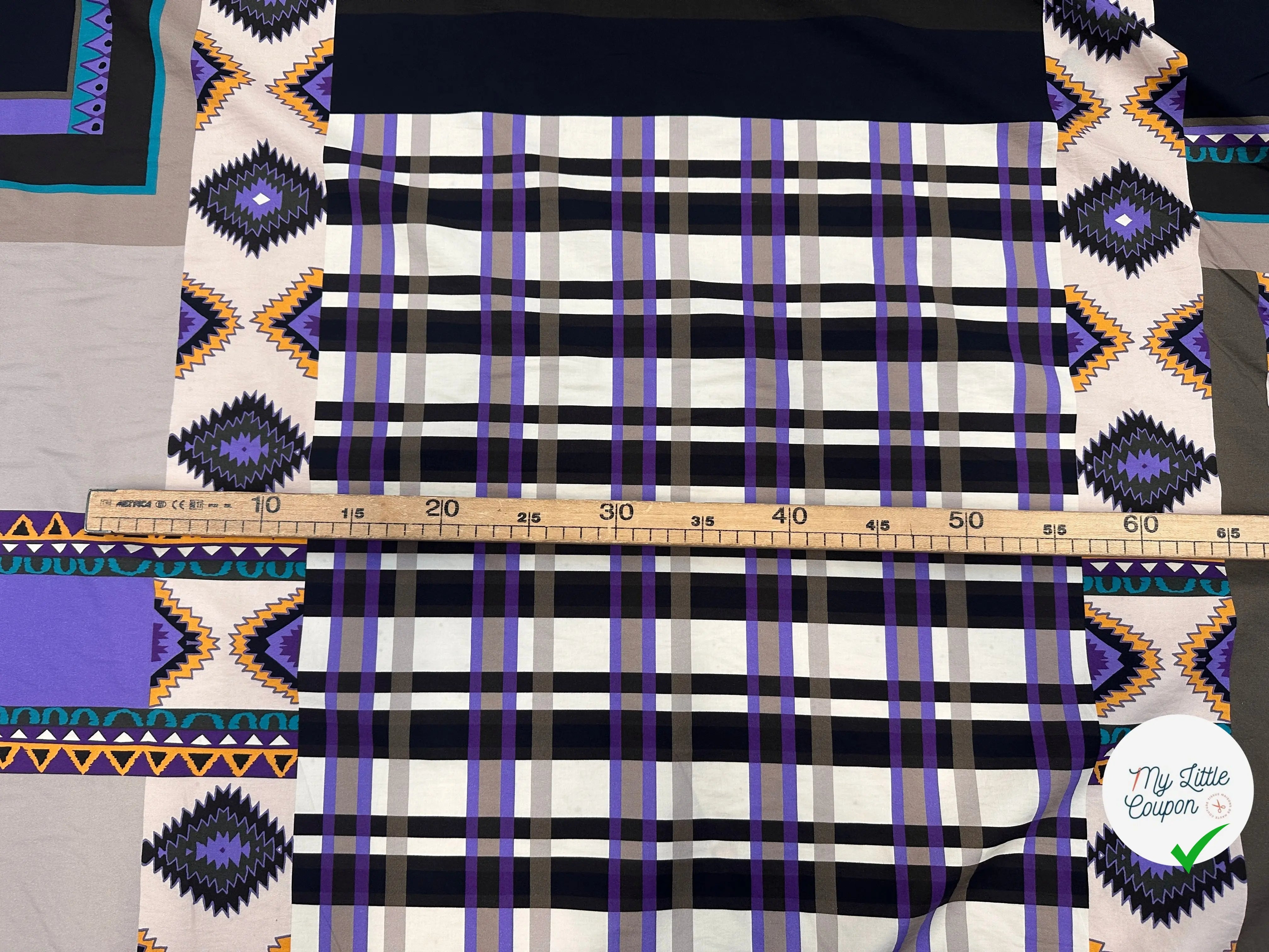POPELINE IMPRIMÉE À GROS MOTIFS PERU ET TARTAN TENDANCE VIOLET MLC INTERN