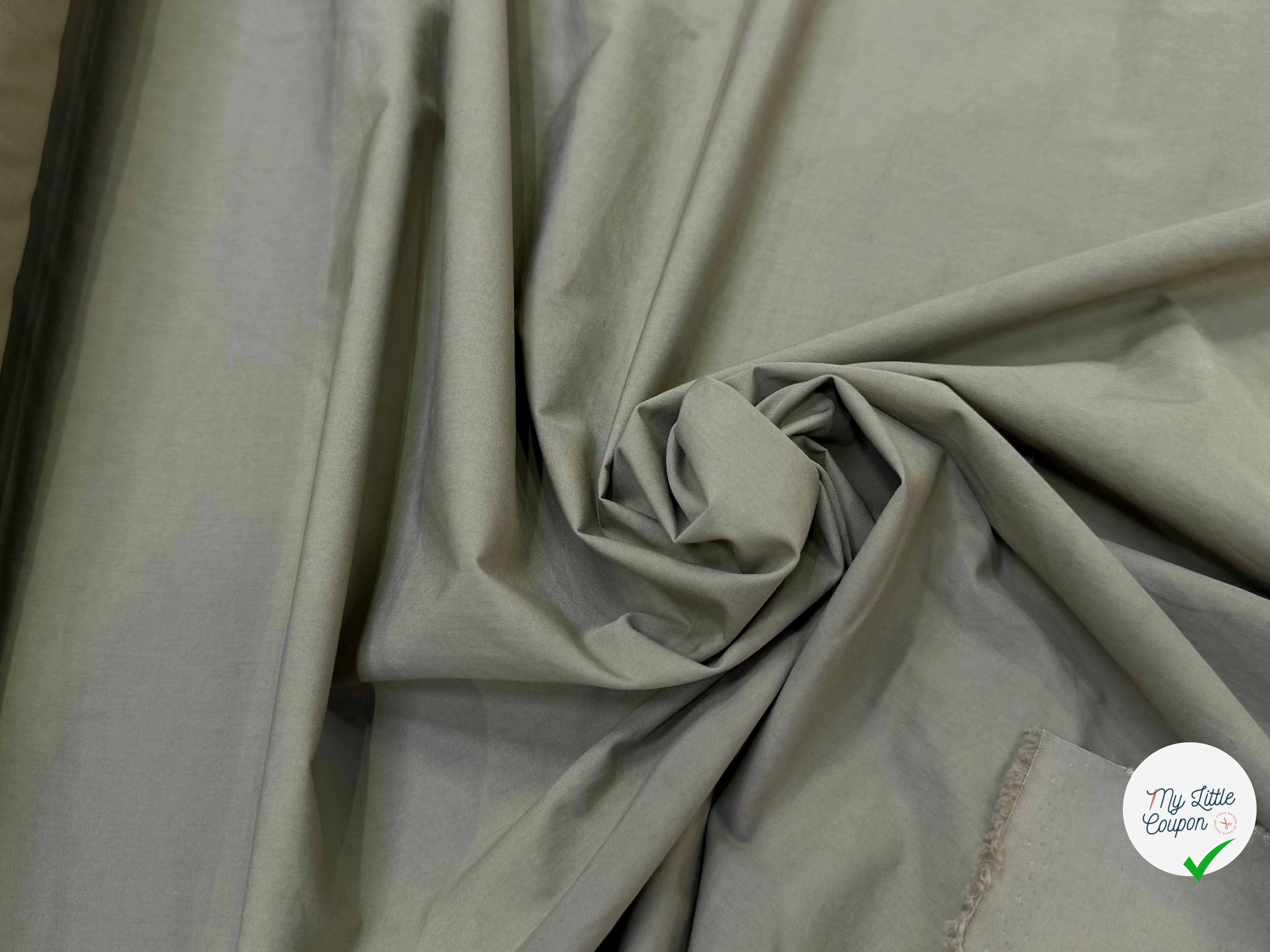 POPELINE LOURDE DE COTON CRAQUANT BEIGE KAKI - My Little Coupon