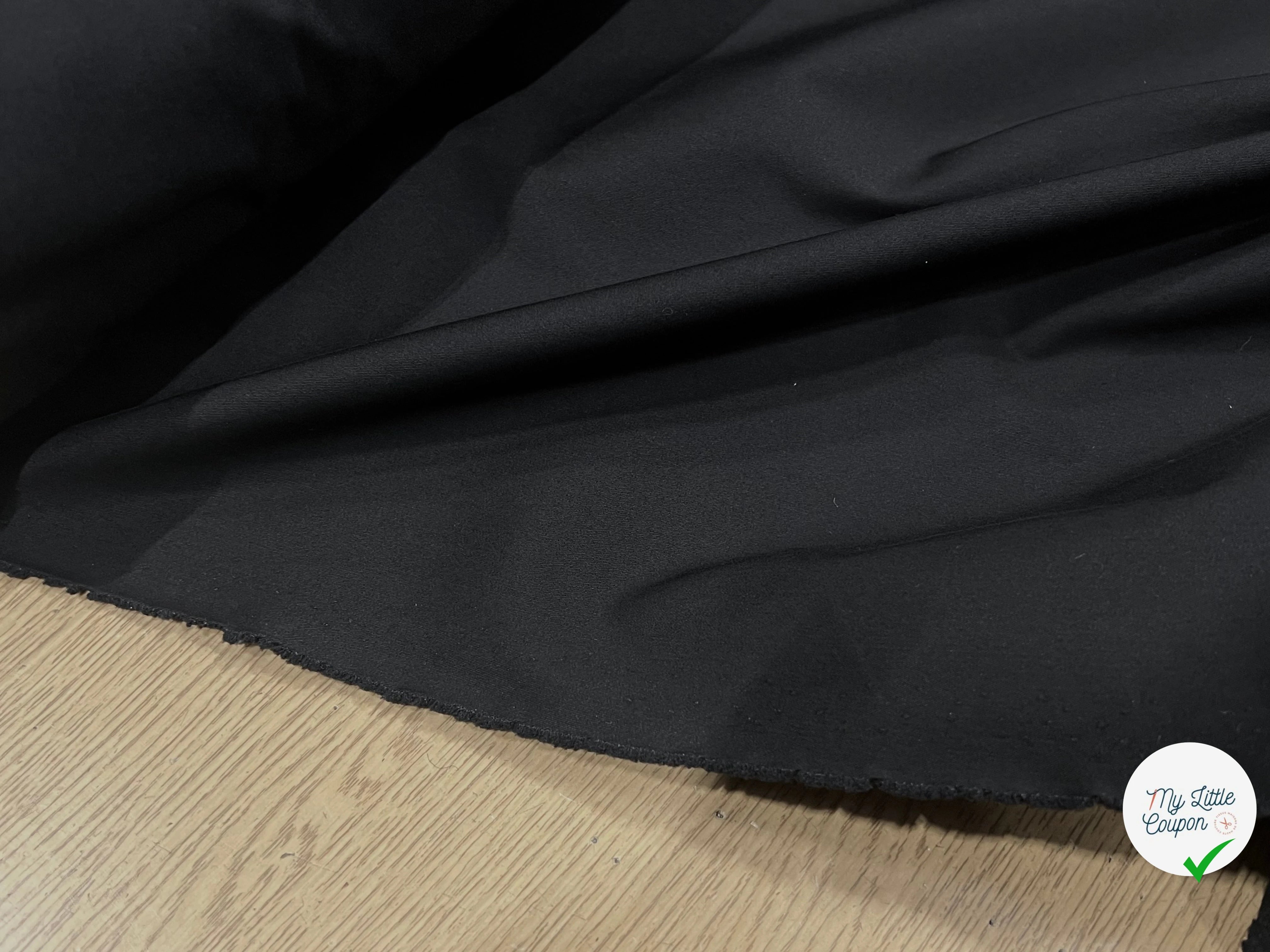 POPELINE LOURDE STRETCH NOIR 98% COTON EFFET CRAQUANT - My Little Coupon