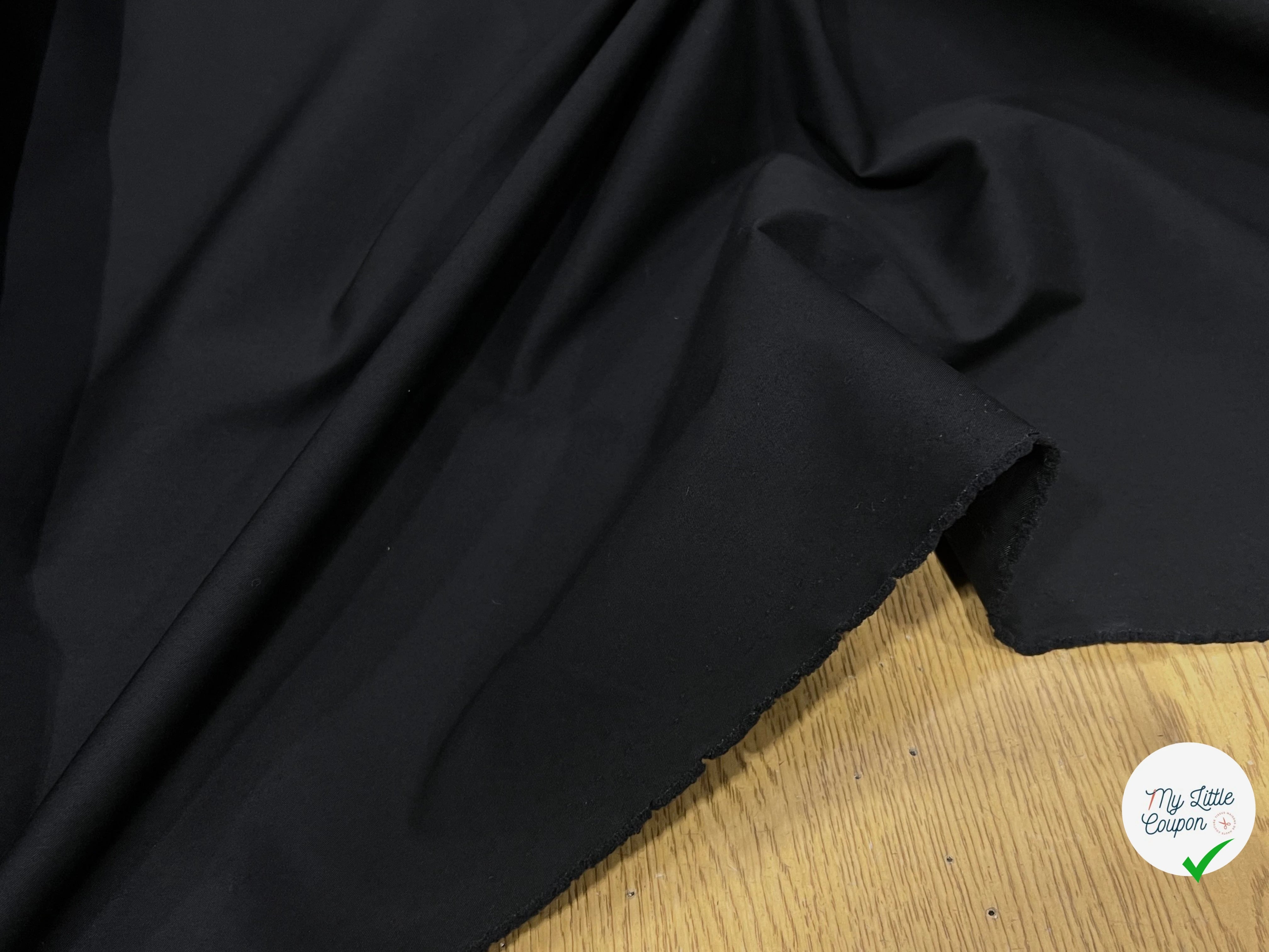 POPELINE LOURDE STRETCH NOIR 98% COTON EFFET CRAQUANT - My Little Coupon