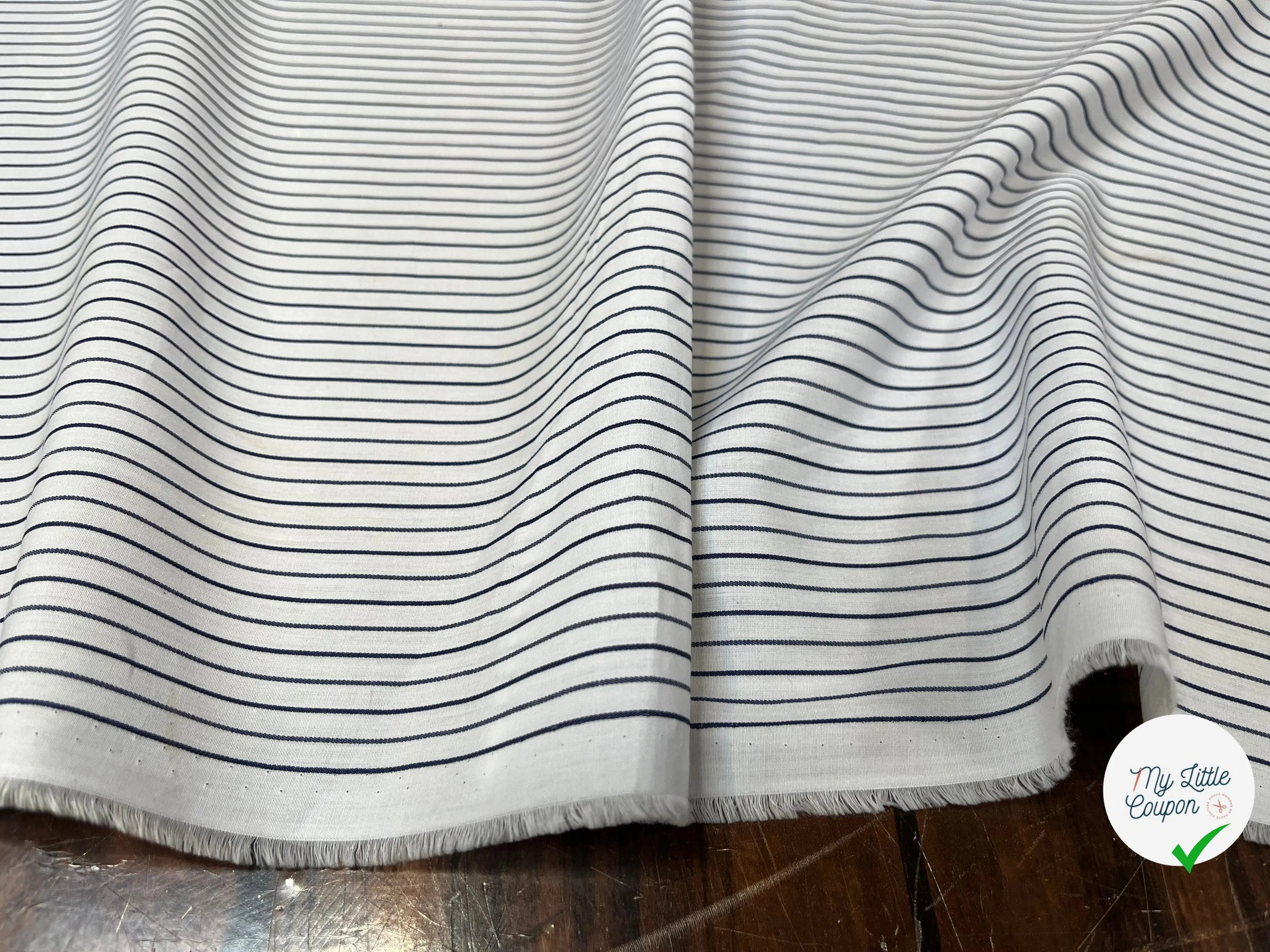POPELINE RAYURE BLEU BLANC - My Little Coupon