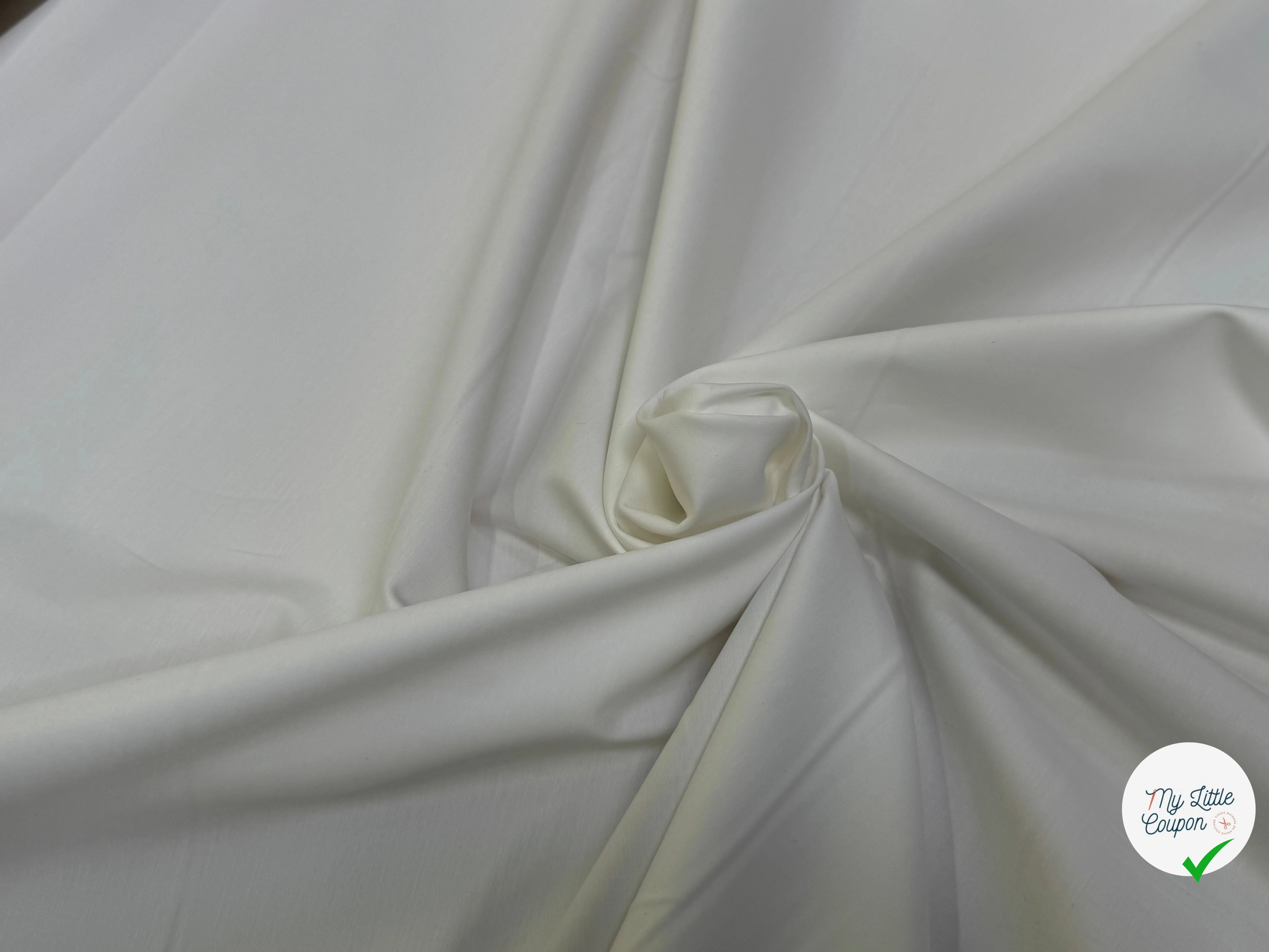 POPELINE SATIN DE COTON STRETCH BLANC COUTURE - My Little Coupon