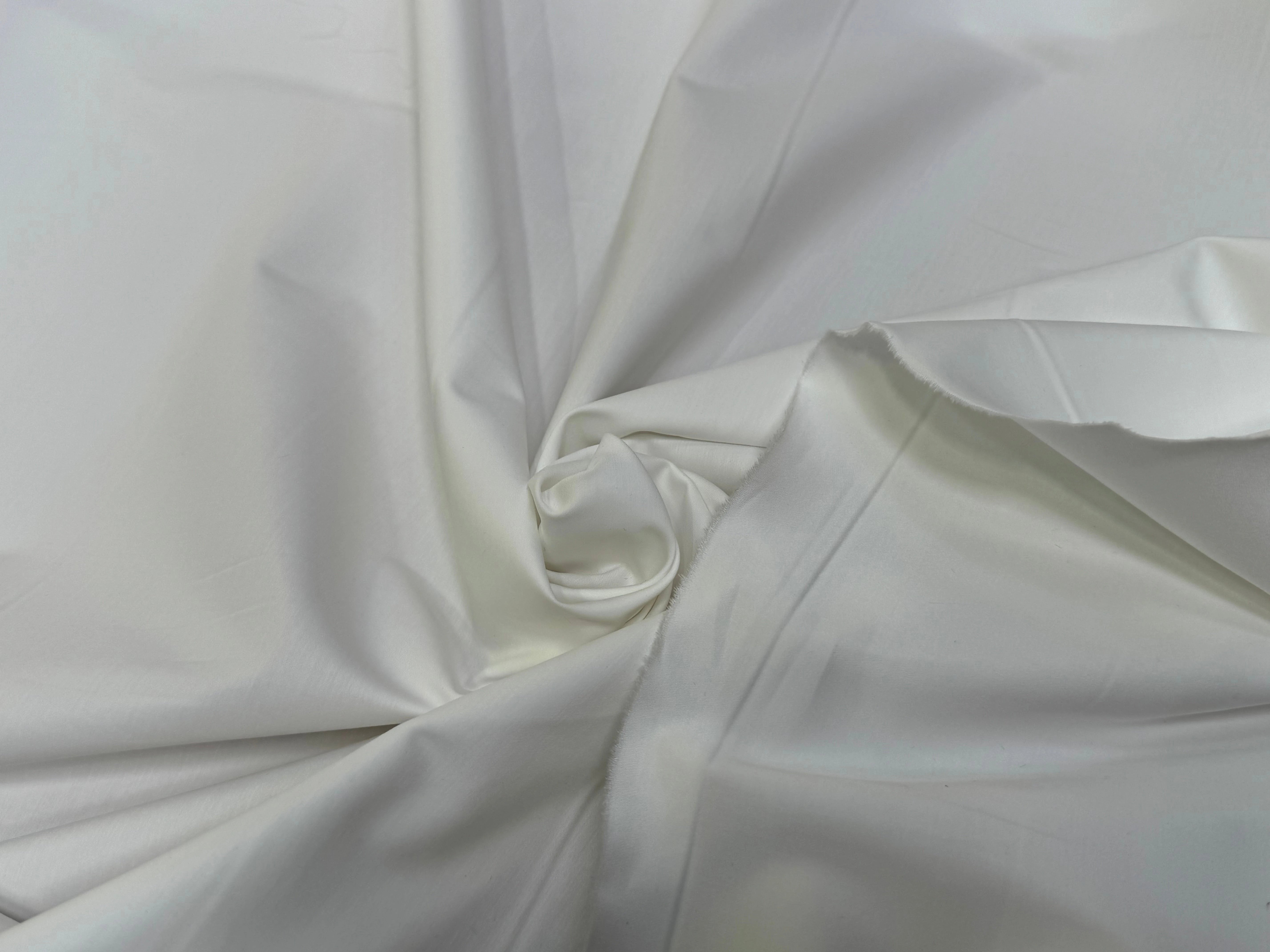 POPELINE SATIN DE COTON STRETCH BLANC COUTURE - My Little Coupon