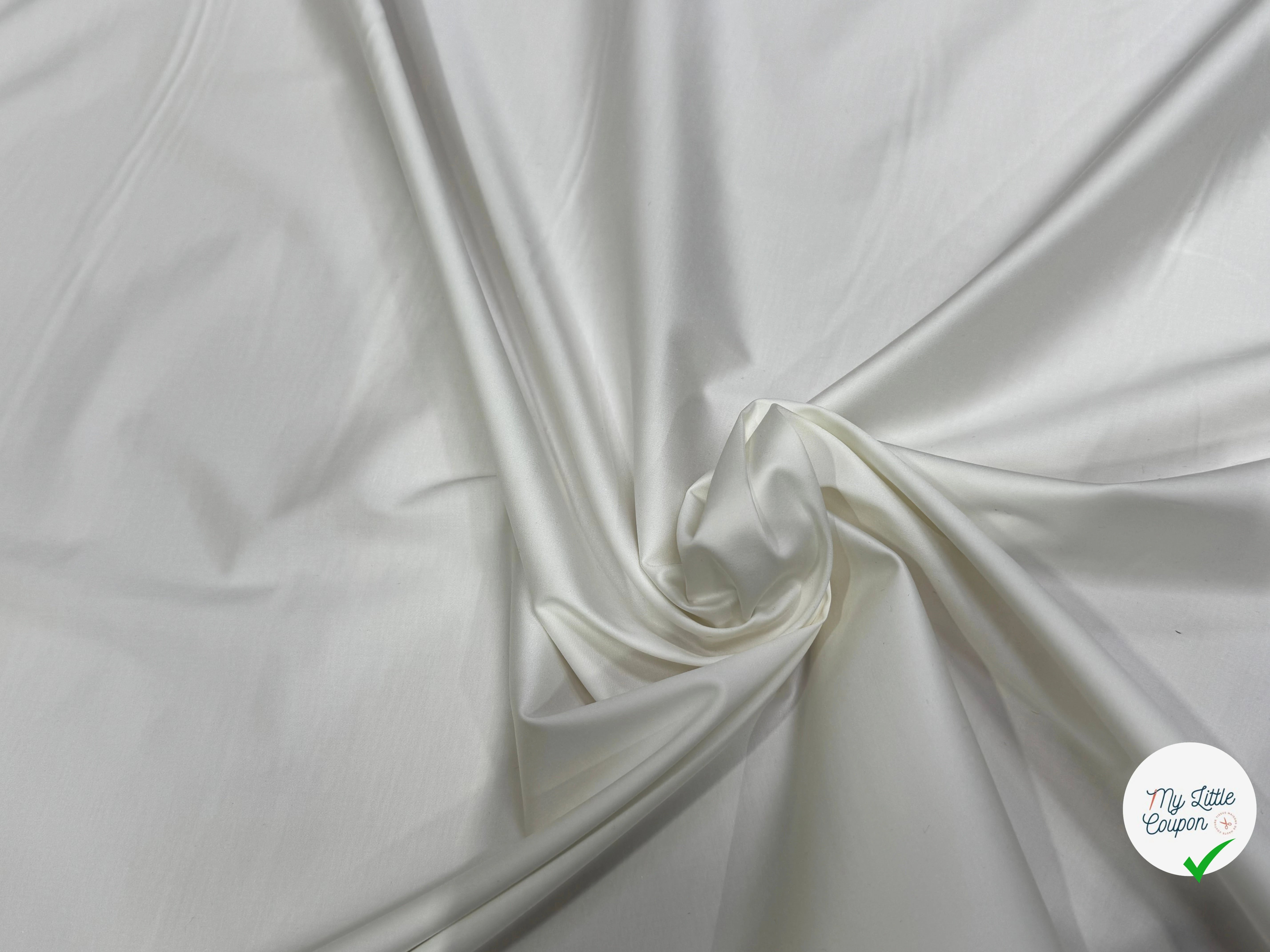 POPELINE SATIN DE COTON ULTRA BEAU BLANC CASSÉ STRETCH - My Little Coupon