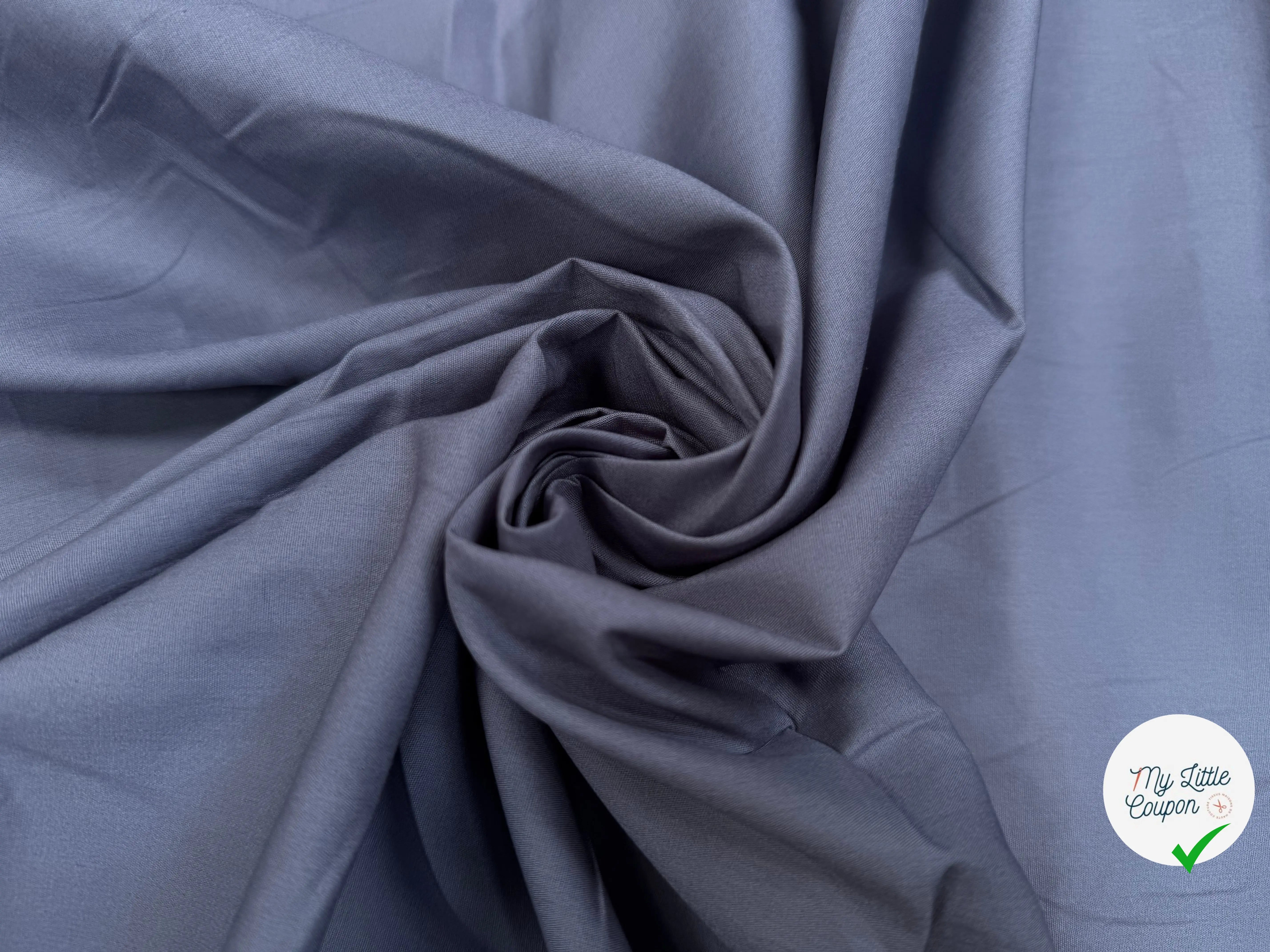 POPELINE UNI BLEU GRIS - My Little Coupon