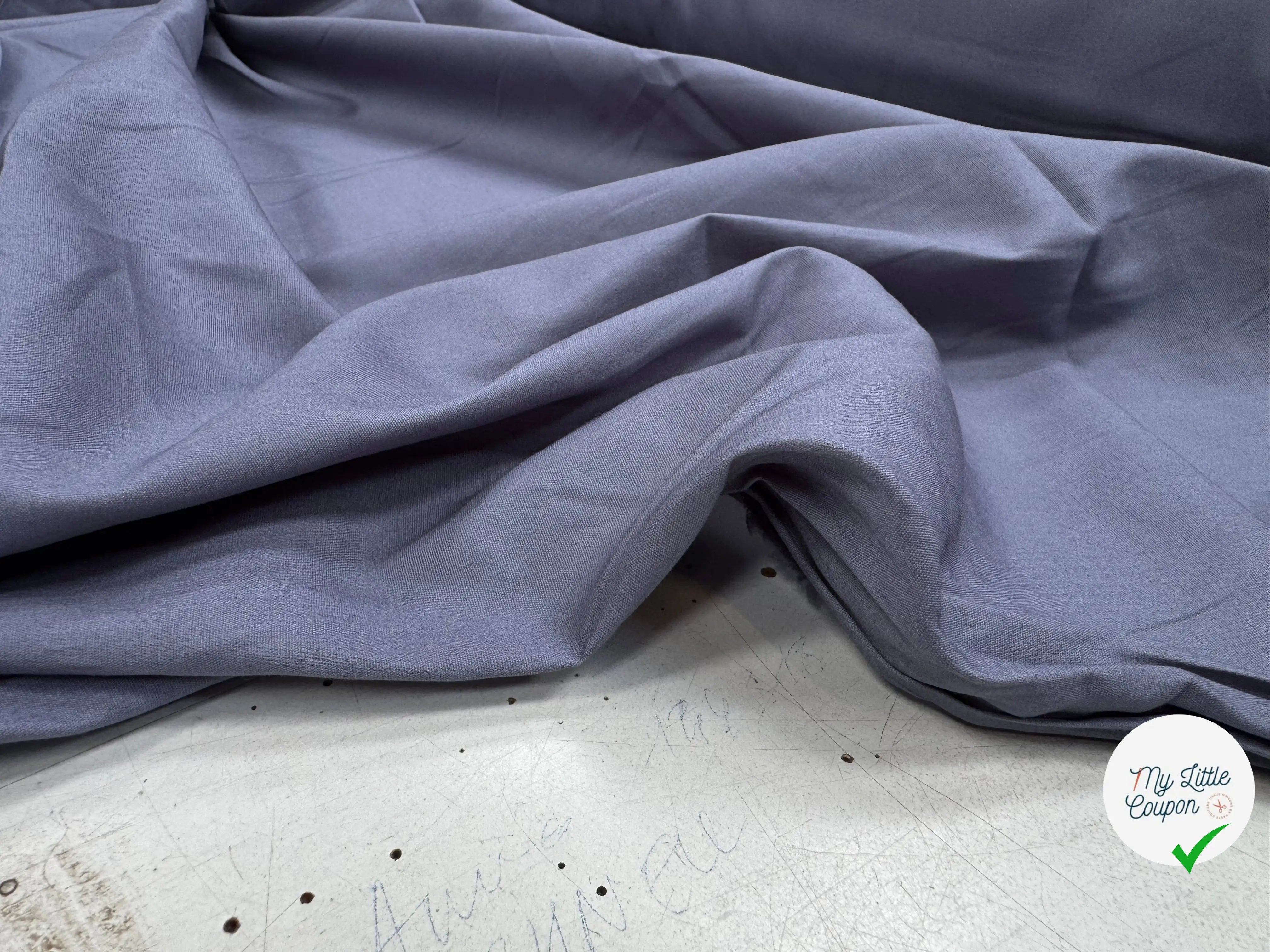 POPELINE UNI BLEU GRIS - My Little Coupon