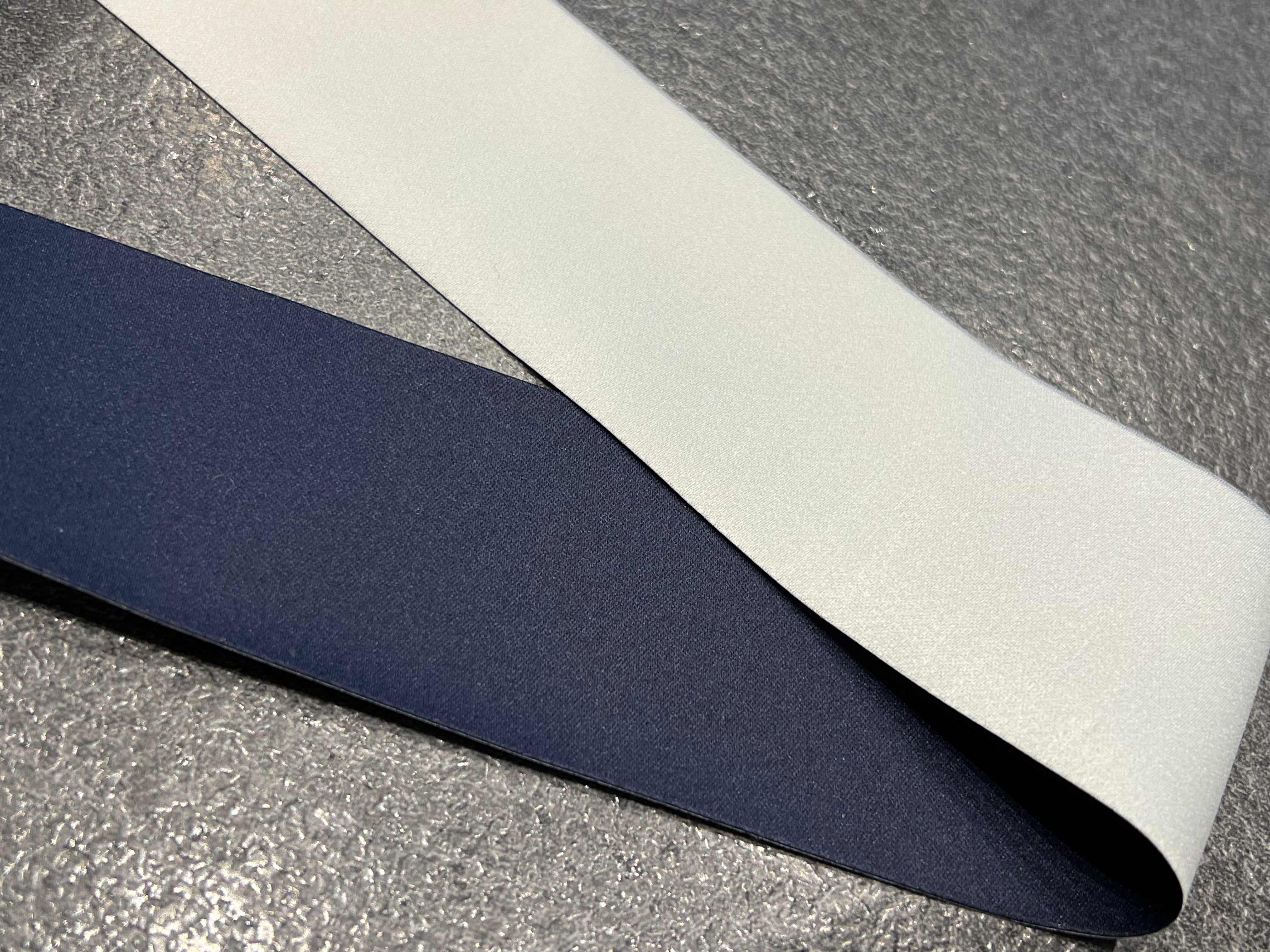 RUBAN BI-FACE MARINE ET GRIS TRÈS CLAIR 40mm - My Little Coupon