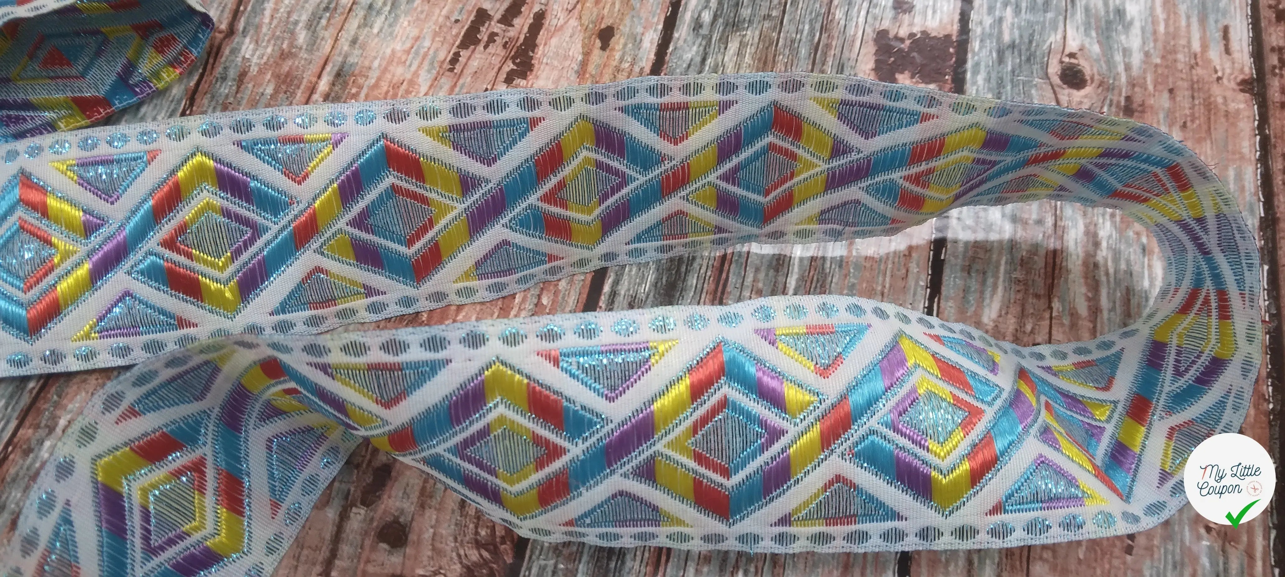 RUBAN MOTIF GEOMÉTRIQUE MULTICOLOR CLAIRE - My Little Coupon
