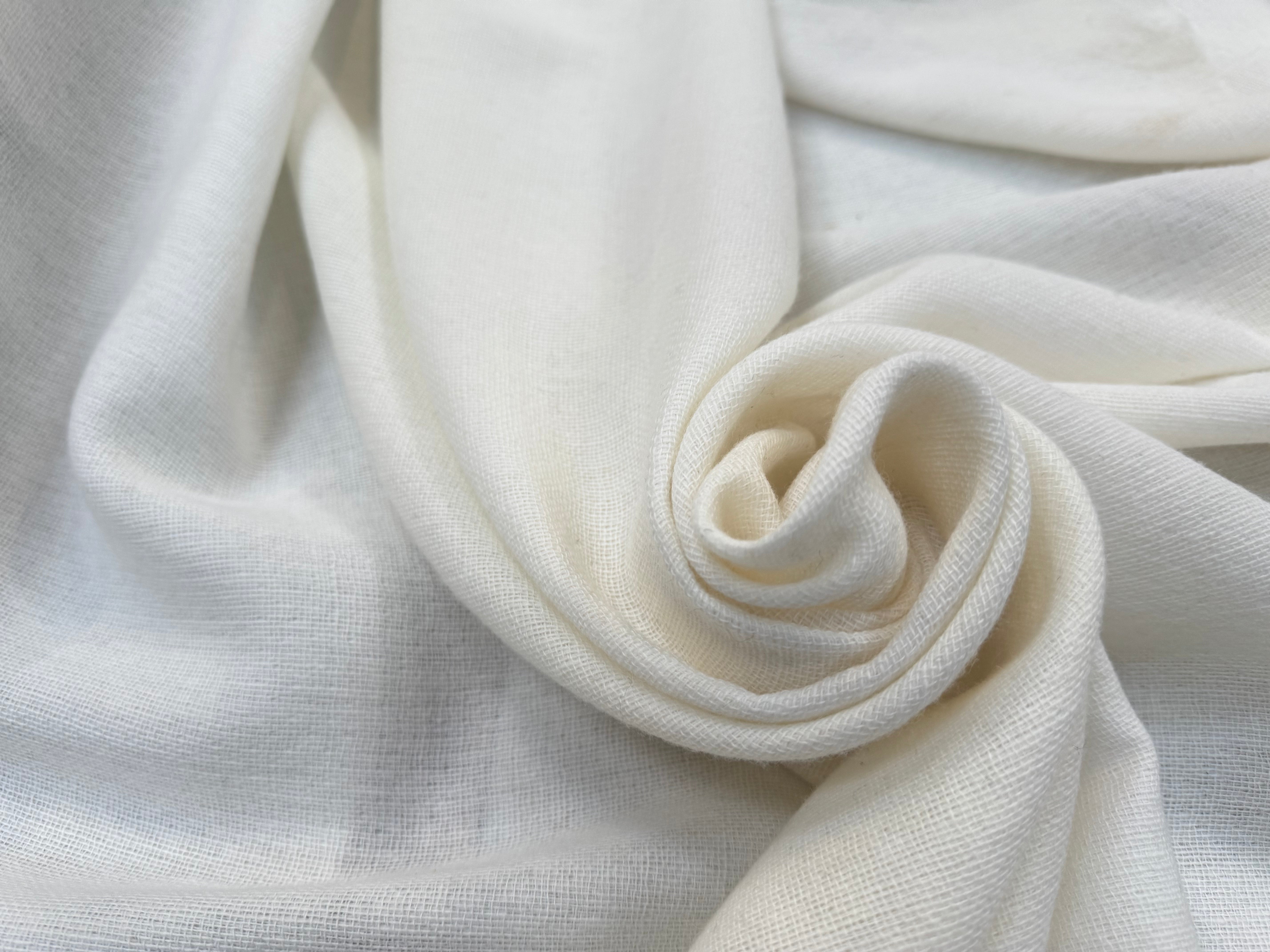 RUSTIC WOOL GAUZE 6% CACHEMIRE, Eden White - My Little Coupon