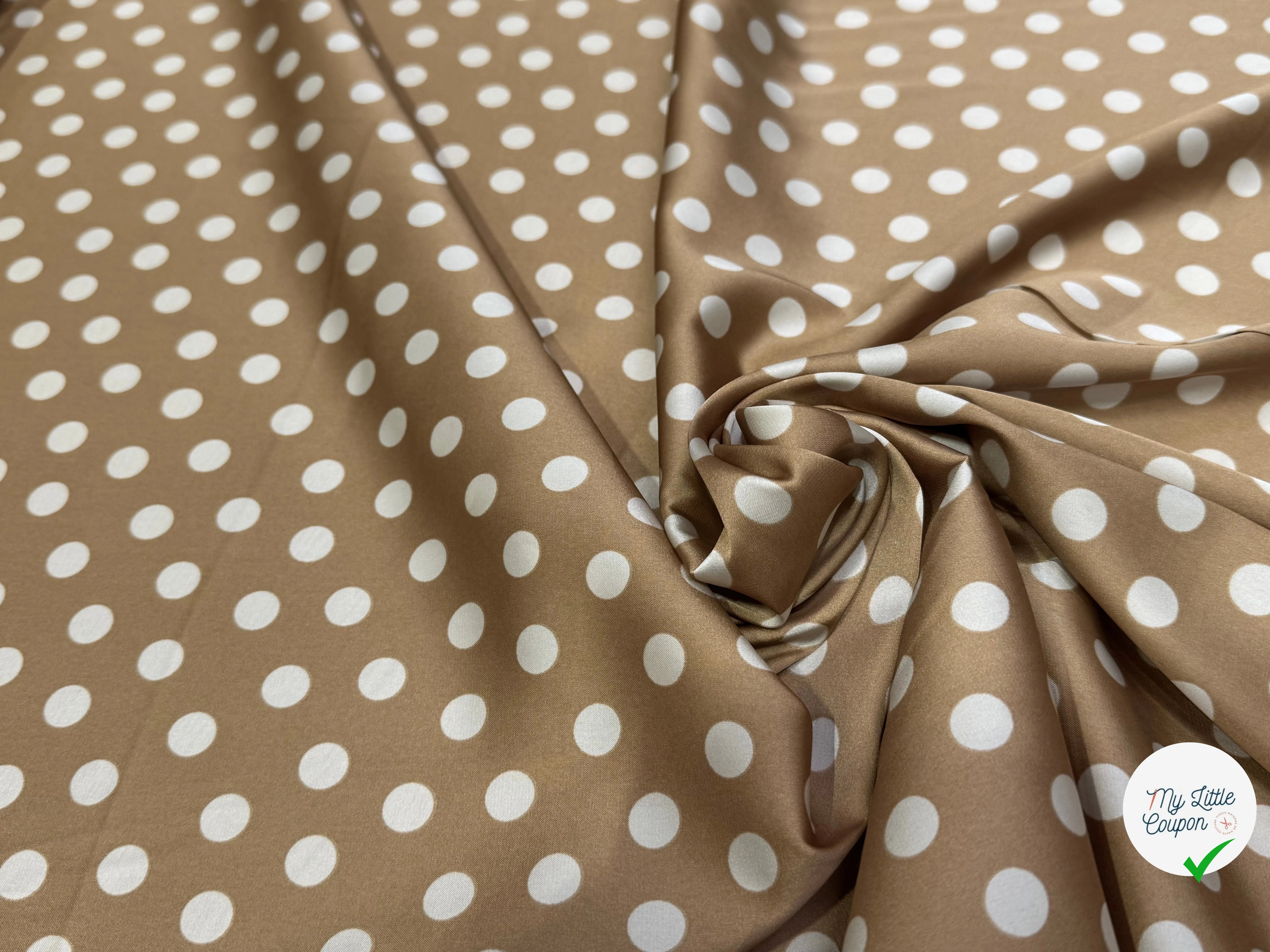 SATIN CAFÉ AU LAIT POIS BLANC - My Little Coupon