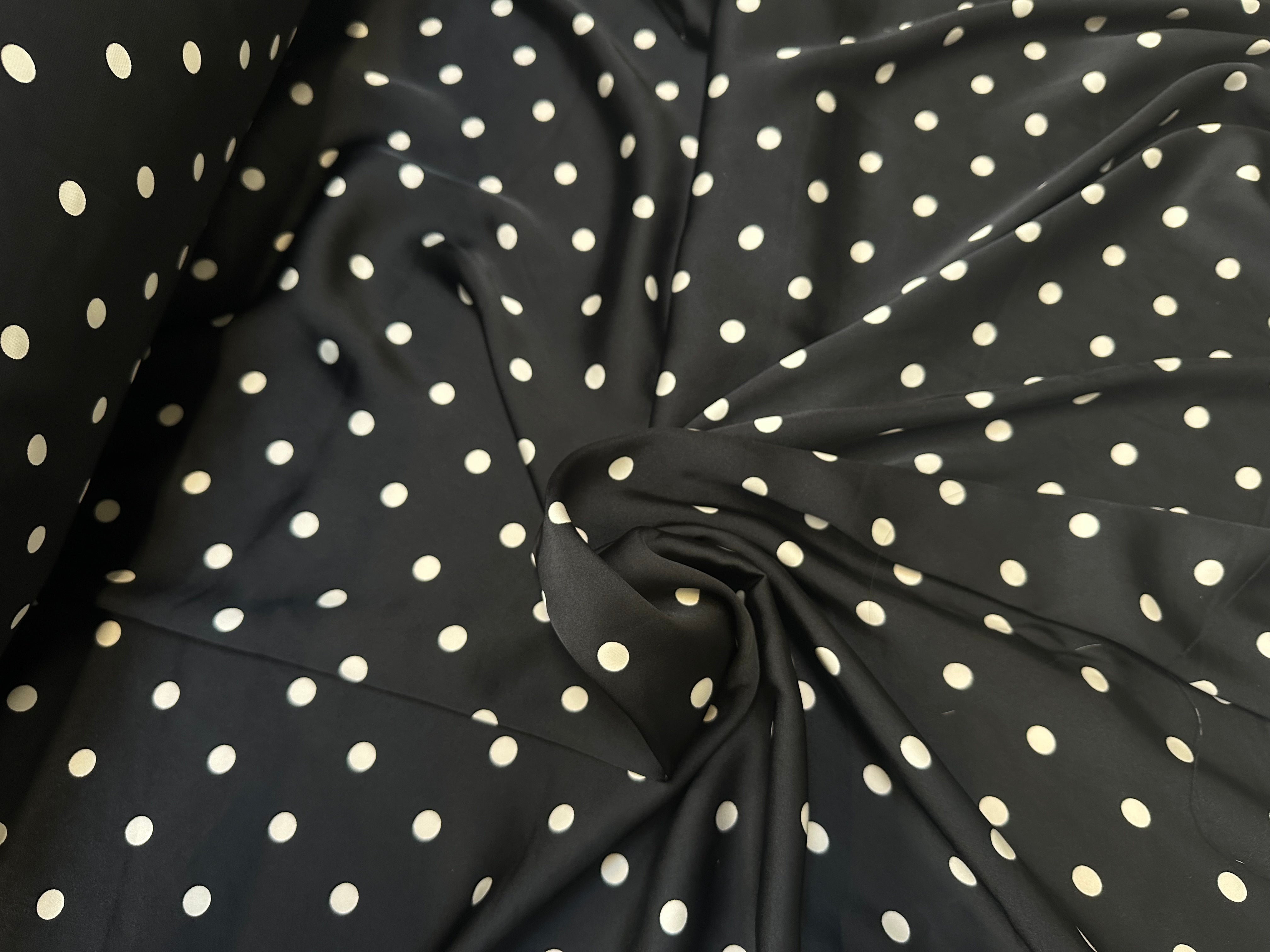 SATIN CHIC POIS BLANC FOND NOIR - My Little Coupon