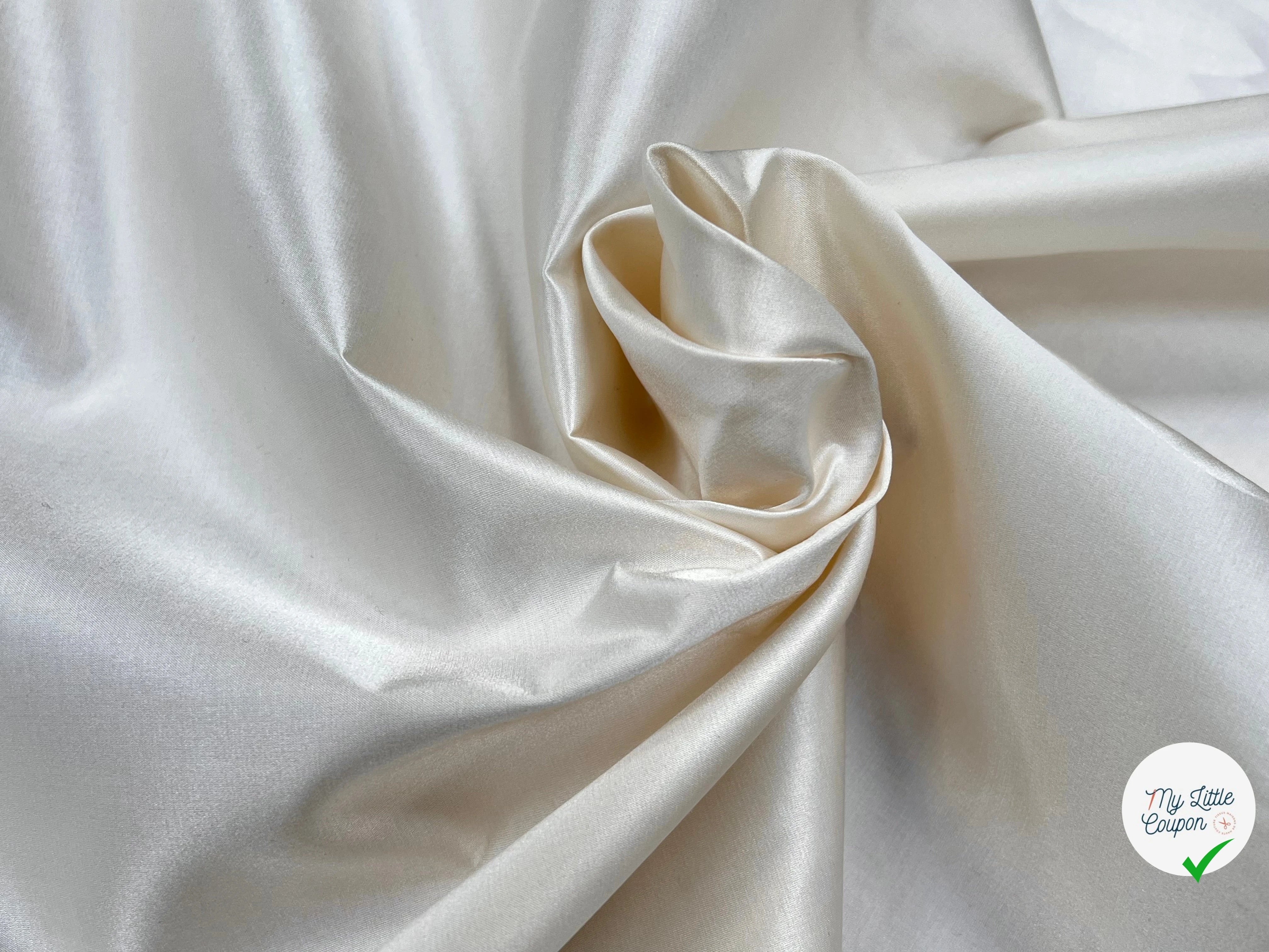 SATIN COTON CONTRECOLLÉ UNE FACE SATINÉE ÉCRU 100% COTON - My Little Coupon