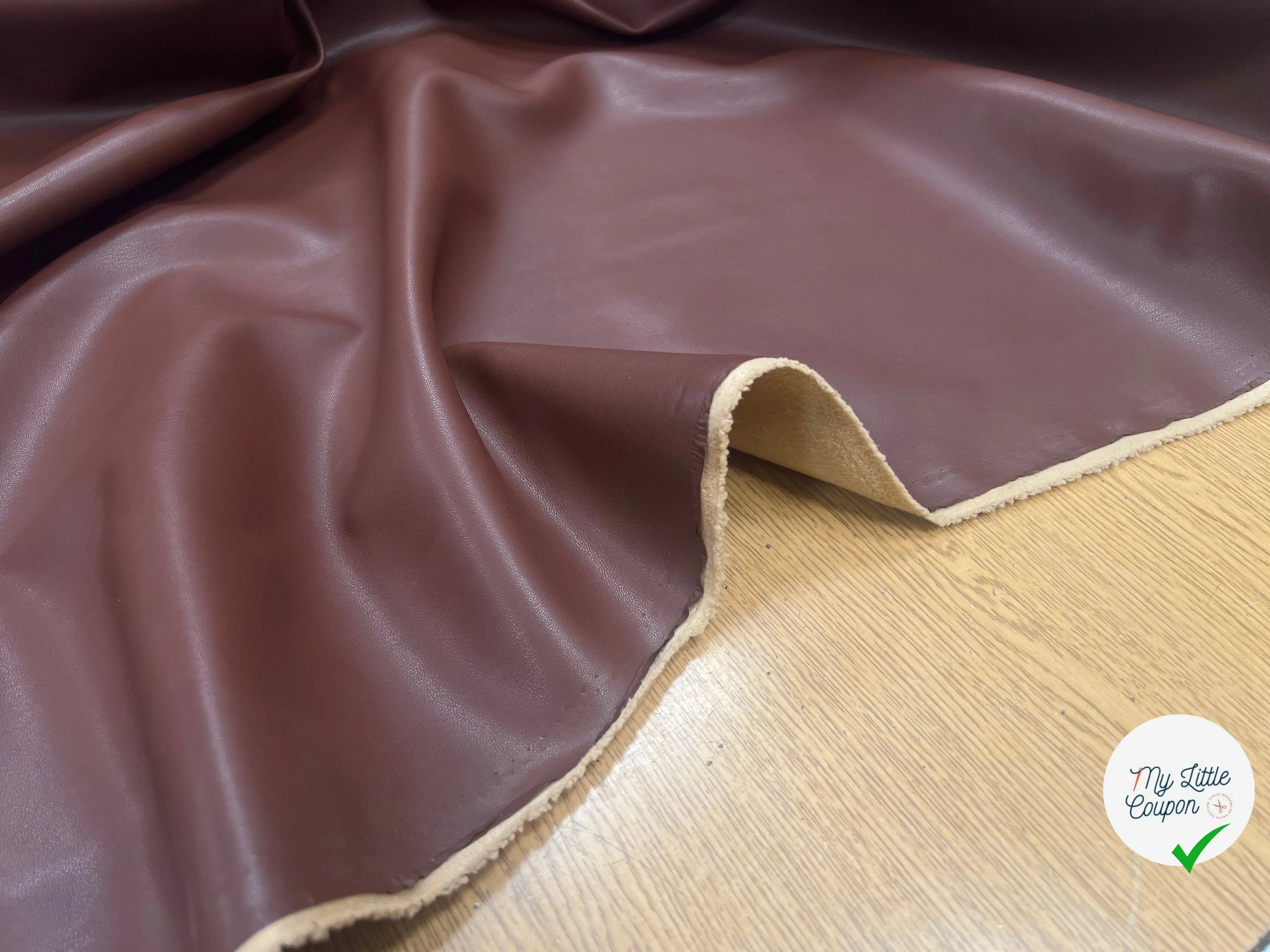 SATIN CUIR CHOCOLAT ENVERS CAMEL - My Little Coupon