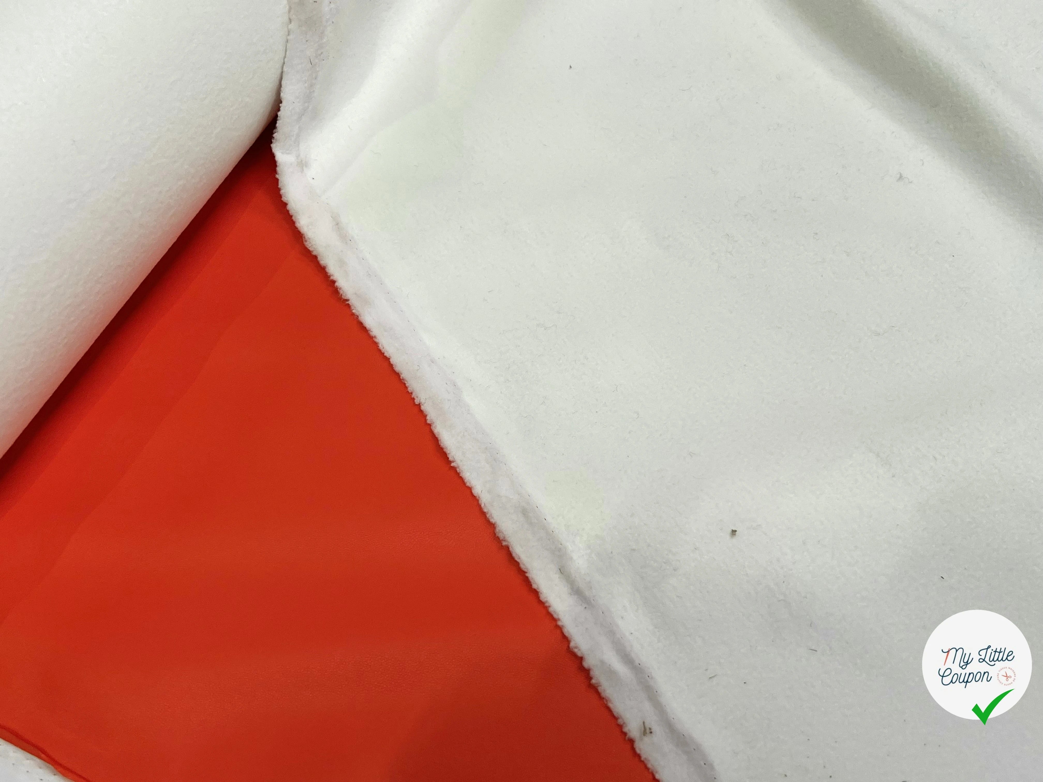 SATIN CUIR ORANGE ENVERS MICROPOLAIRE BLANCHE - My Little Coupon
