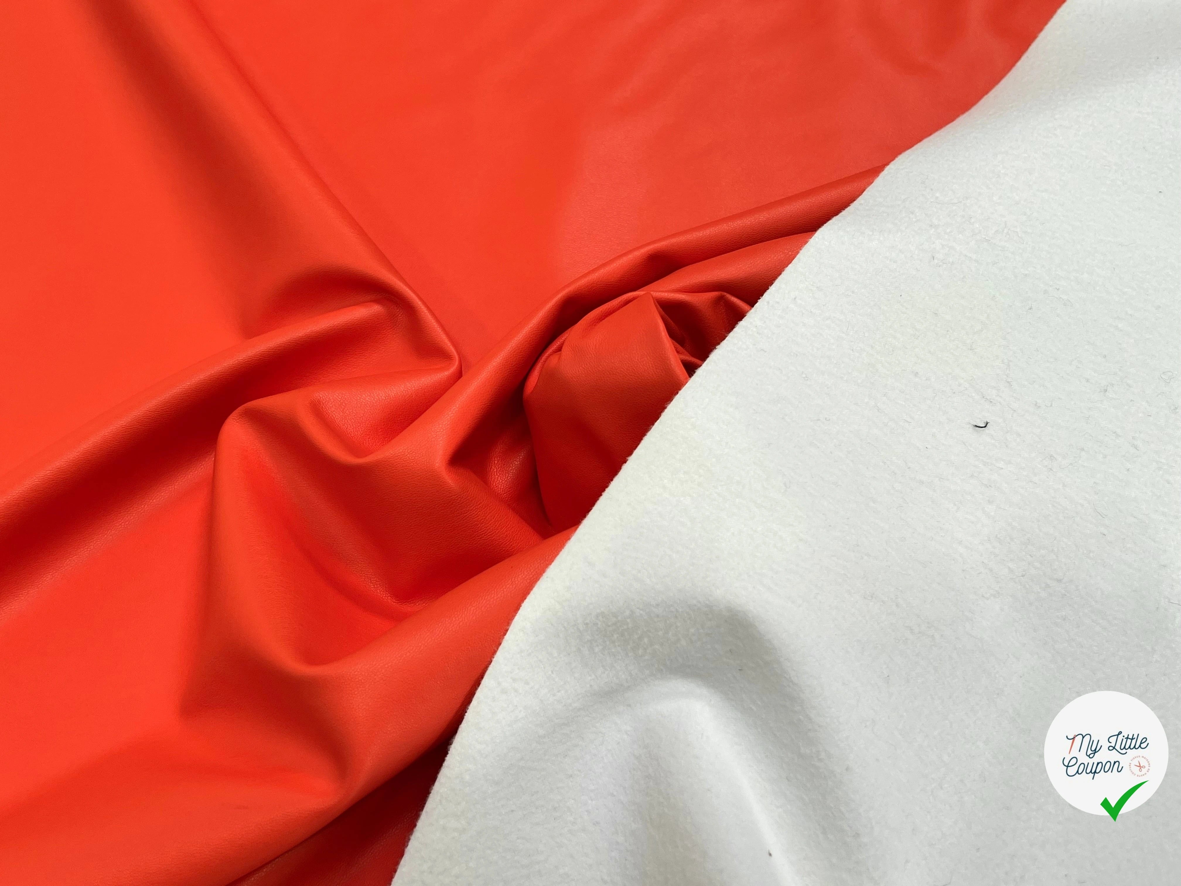 SATIN CUIR ORANGE ENVERS MICROPOLAIRE BLANCHE - My Little Coupon