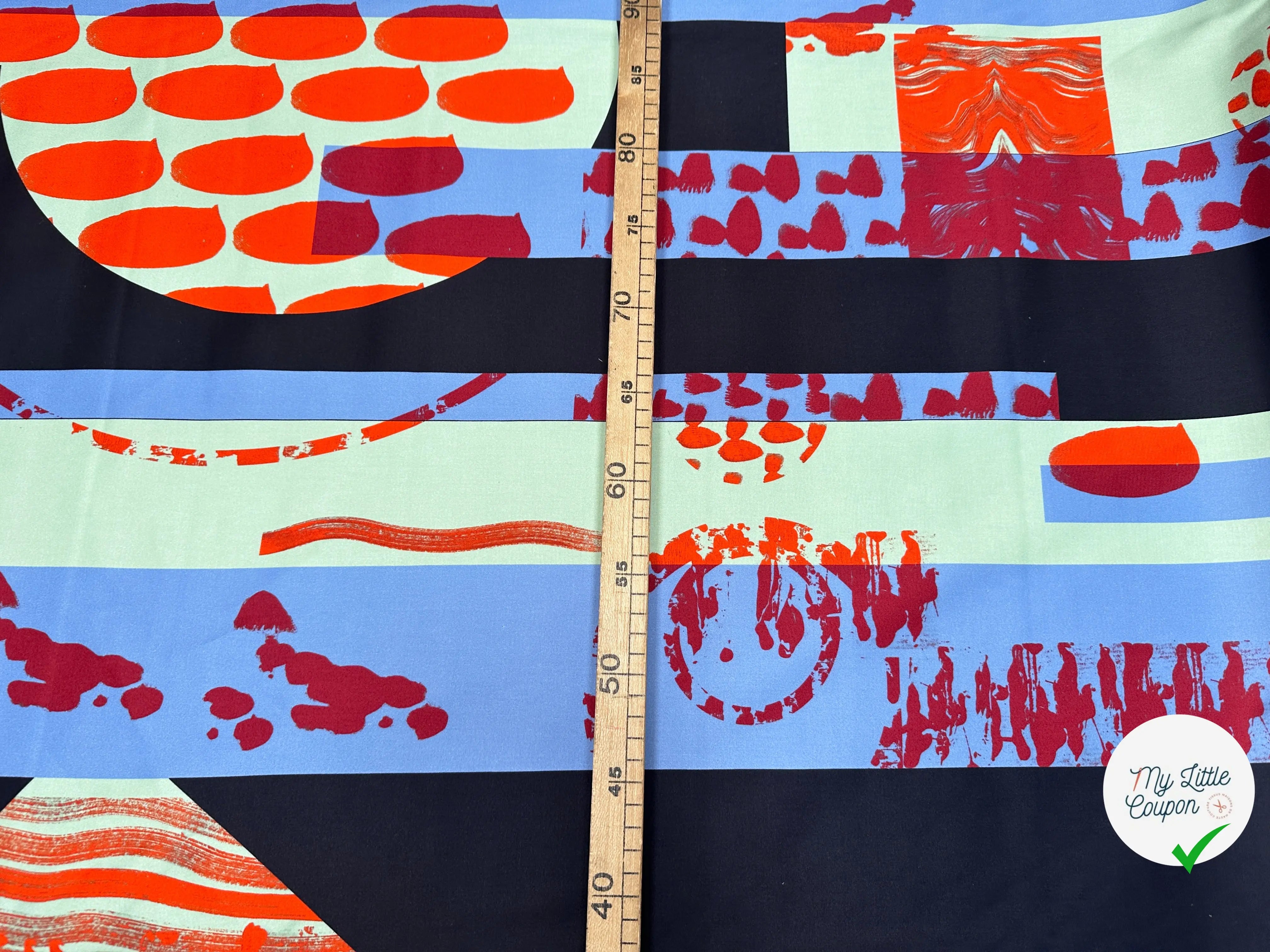 SATIN DE COTON ABSTRCT FUSION MARINE - My Little Coupon