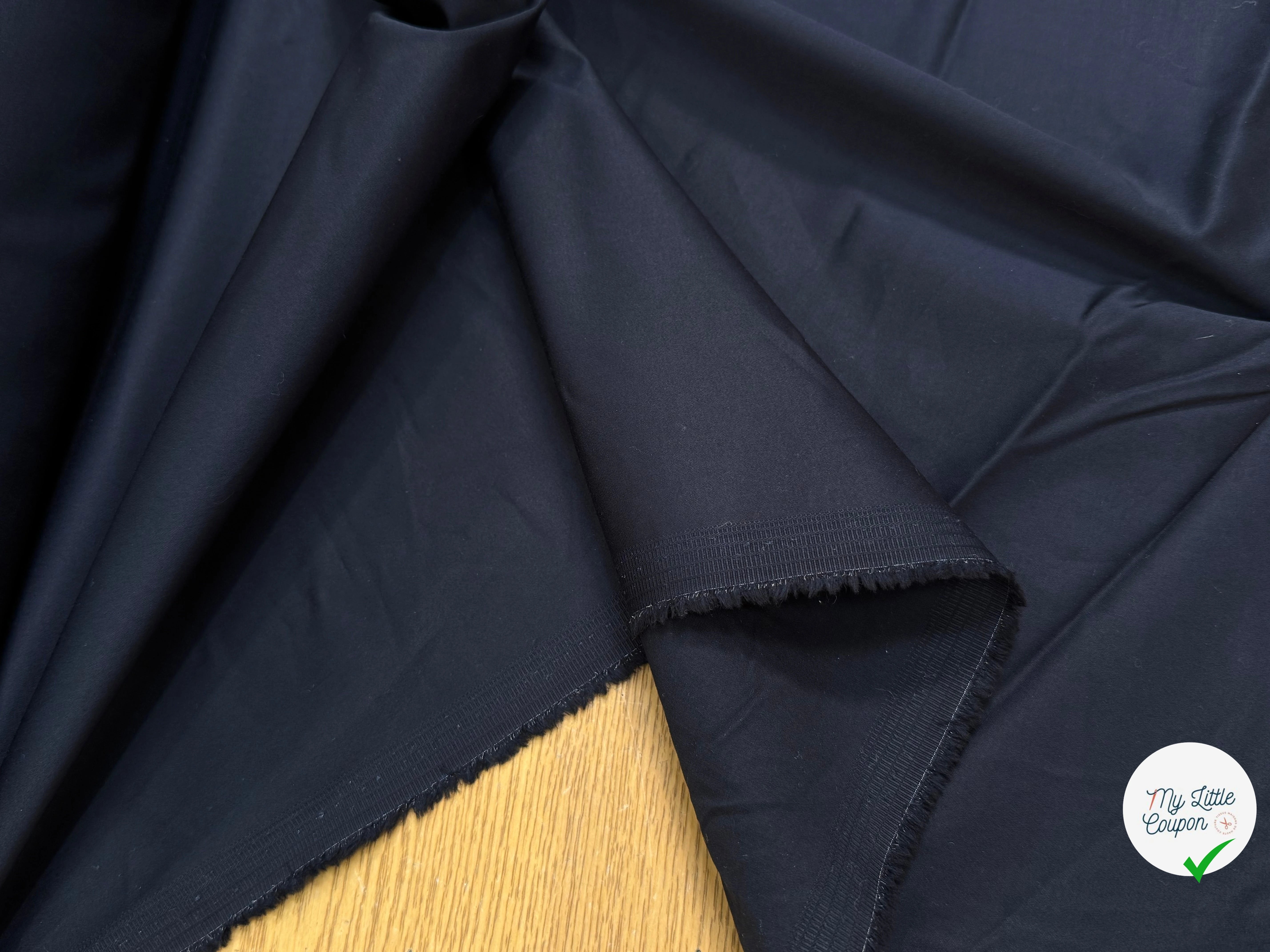 SATIN DE COTON BLEU MARINE 5% ÉLASTHANNE COUTURE - My Little Coupon