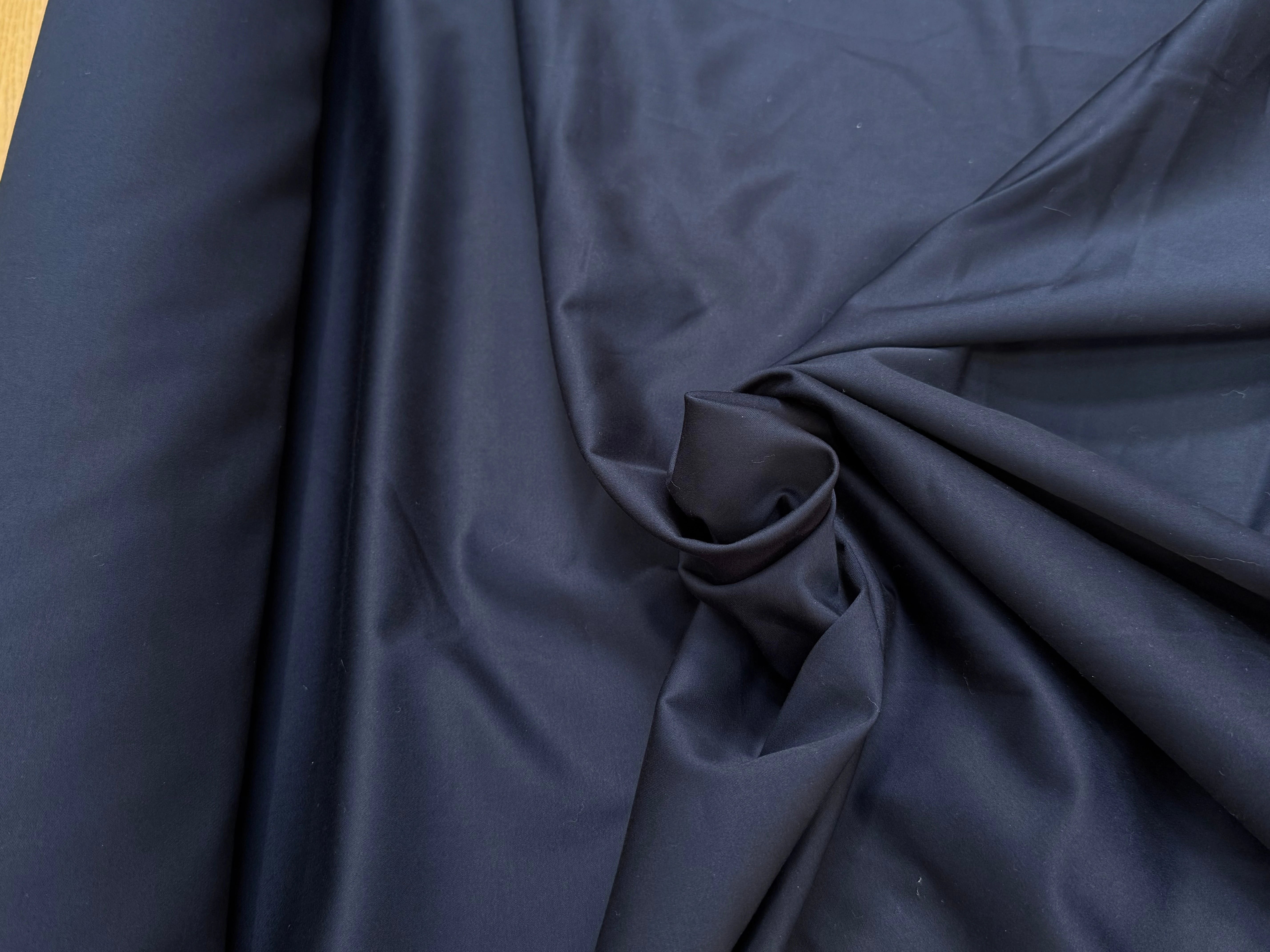 SATIN DE COTON BLEU MARINE 5% ÉLASTHANNE COUTURE - My Little Coupon