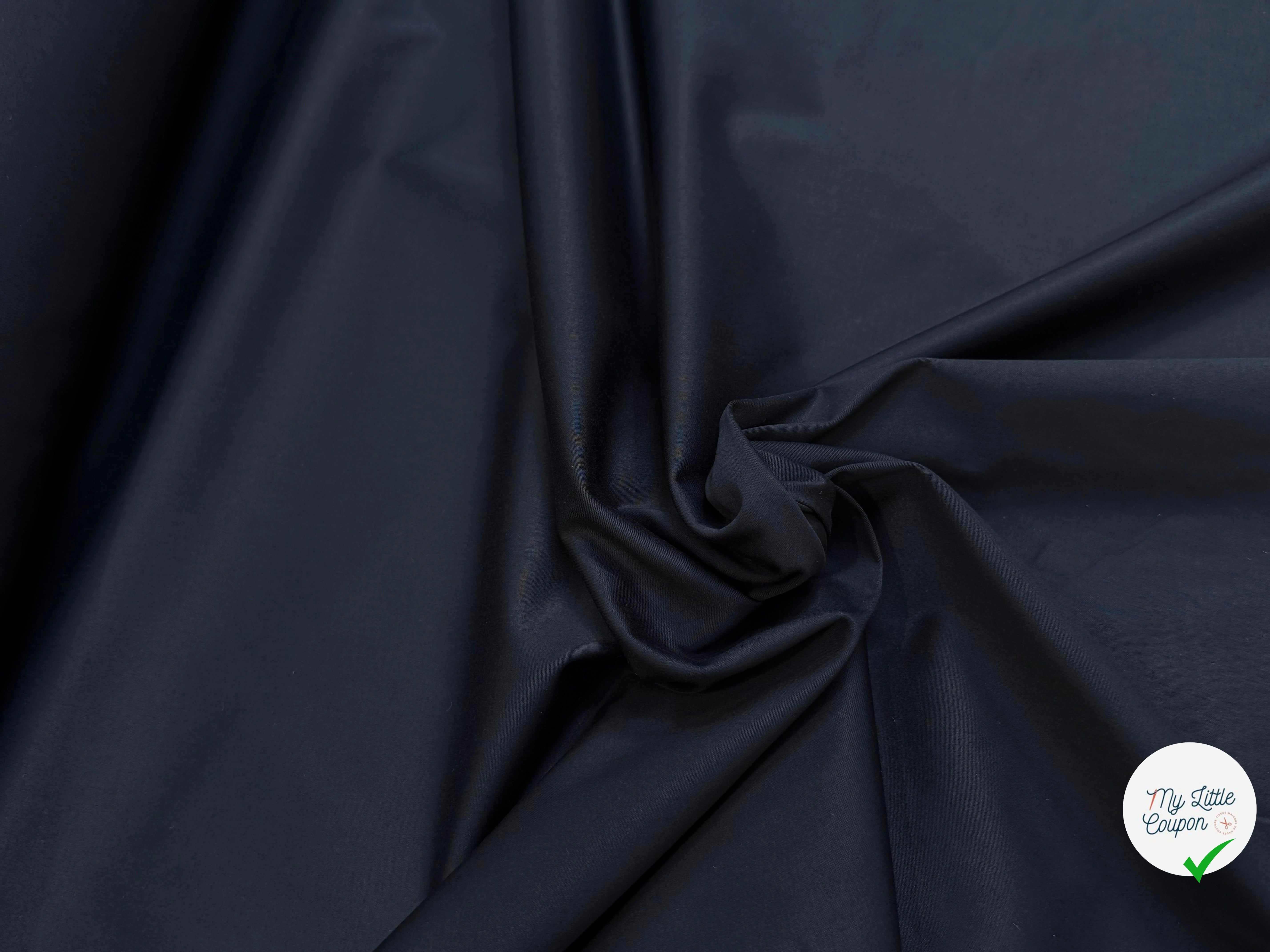 SATIN DE COTON BLEU NUIT 5% ÉLASTHANNE COUTURE - My Little Coupon