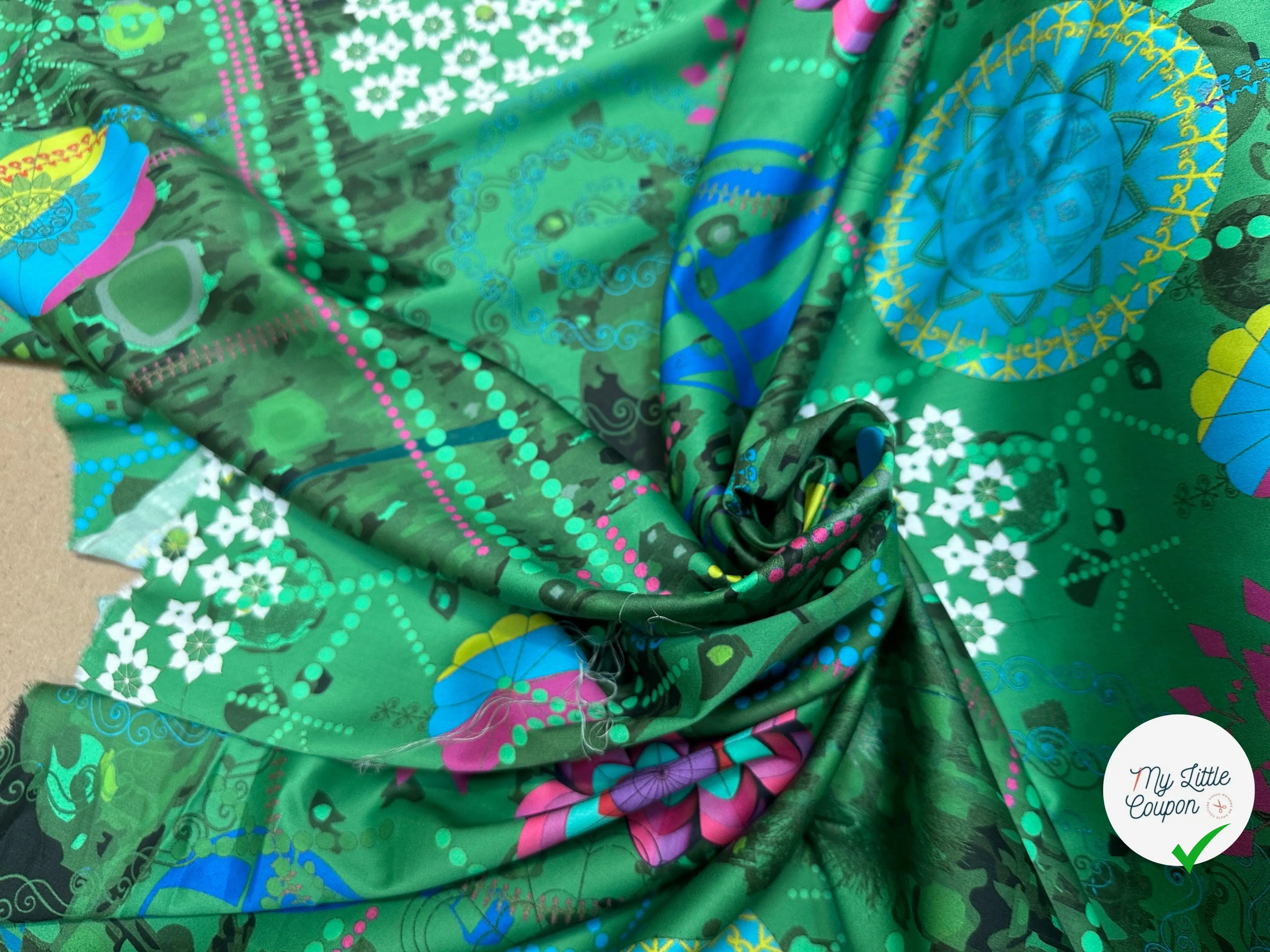 SATIN DE COTON EMERAUDE STRECTH - My Little Coupon