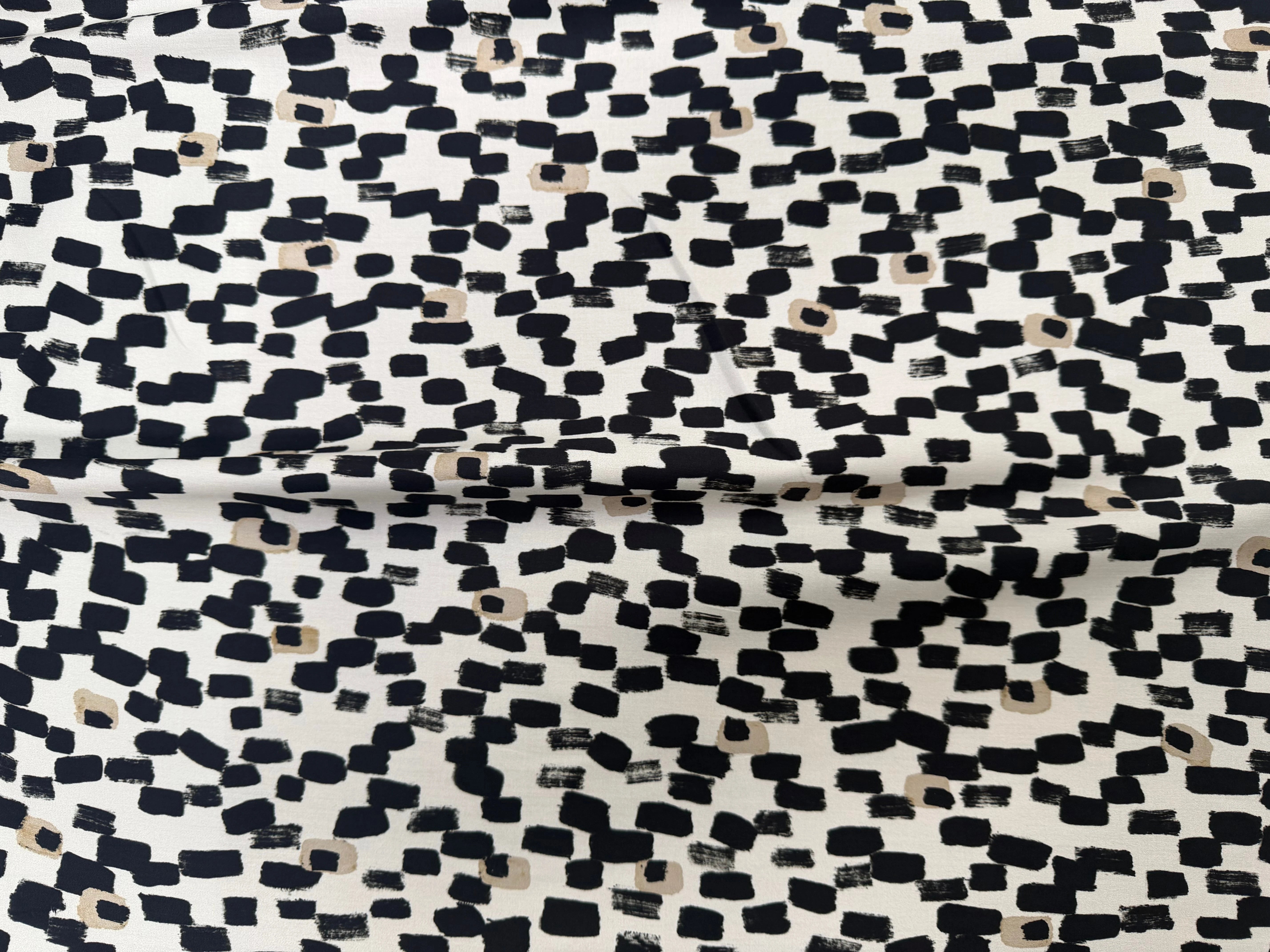SATIN DE COTON IMPRIMÉ TACHES NOIR QUALITÉ PREMIUM - My Little Coupon