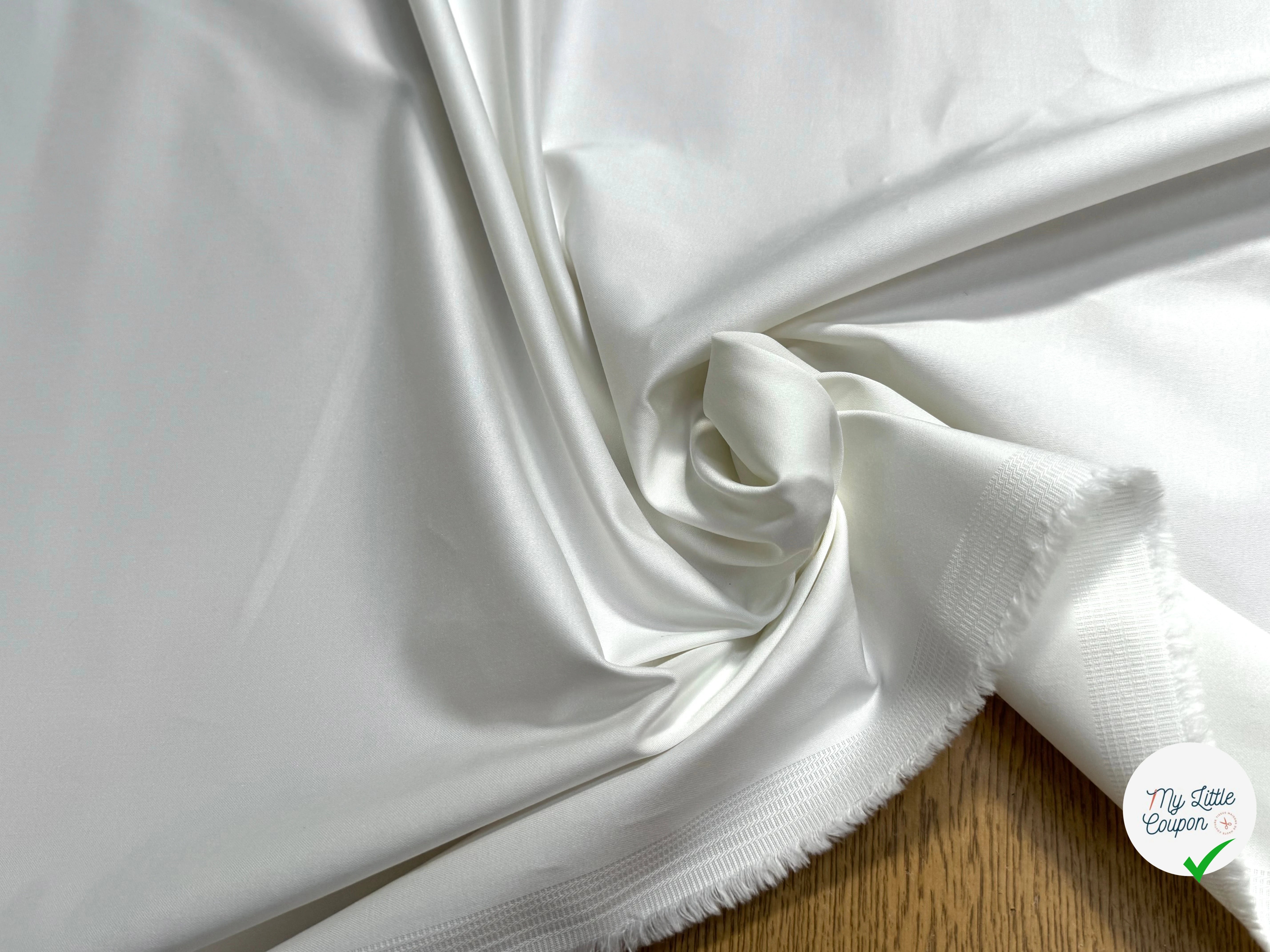 SATIN DE COTON LOURD TRÈS BELLE TENUE BLANC CASSÉ STRETCH - My Little Coupon