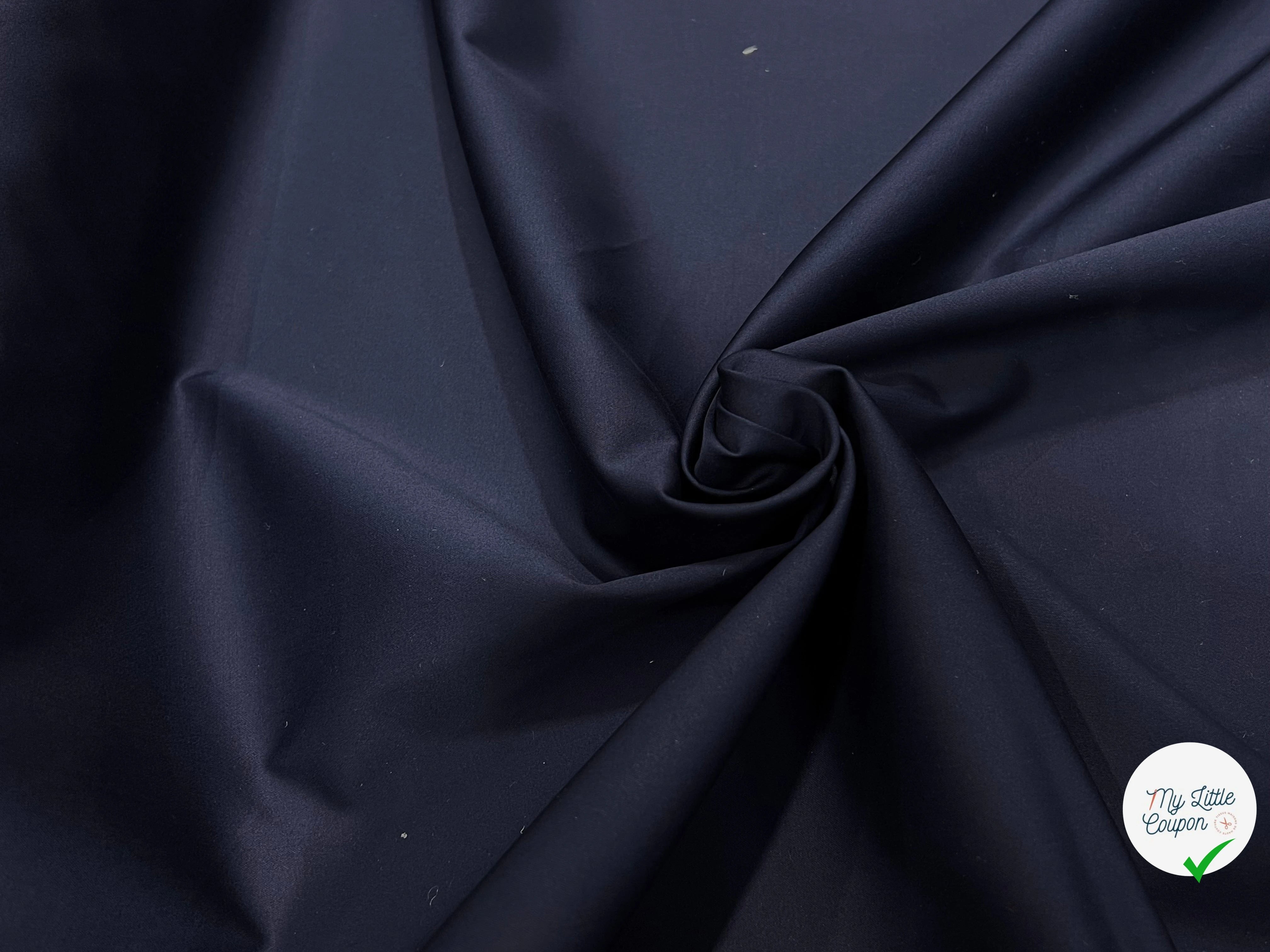 SATIN DE COTON STRETCH NAVY - My Little Coupon
